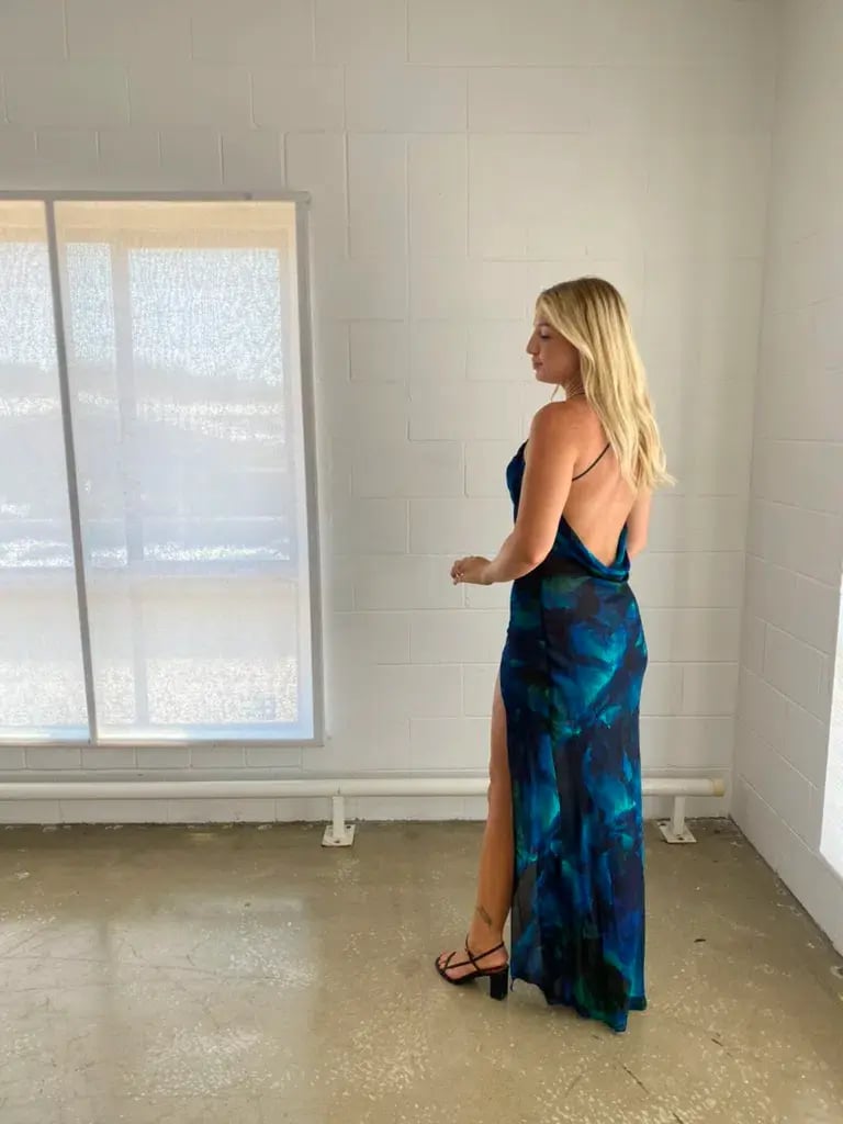 Rat & Boa Rafinha Maxi Dress Blue & Black Print Size M/Au 10 photo 5
