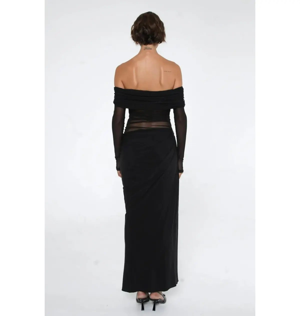 BENNI Yasmin Off-Shoulder Maxi Dress Black Size AU 10 photo 2