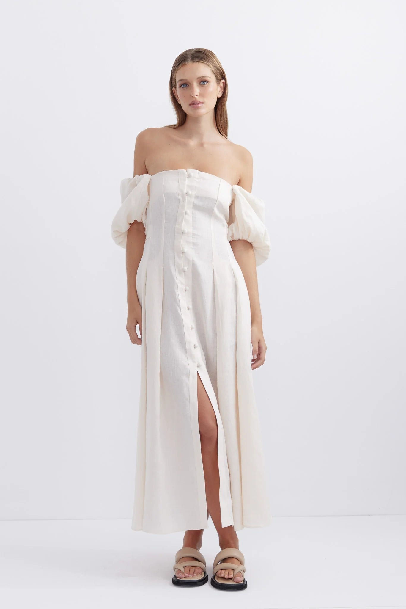PASDUCHAS BOUNTY BUTTON MIDI DRESS - CLOUD photo 2