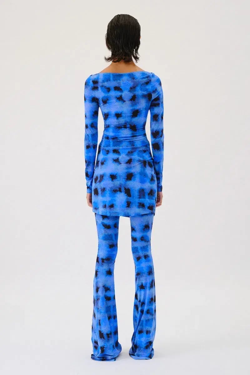 Suboo Shibori Long Sleeve Off Shoulder Dress Mini Blue Size 8 photo 6