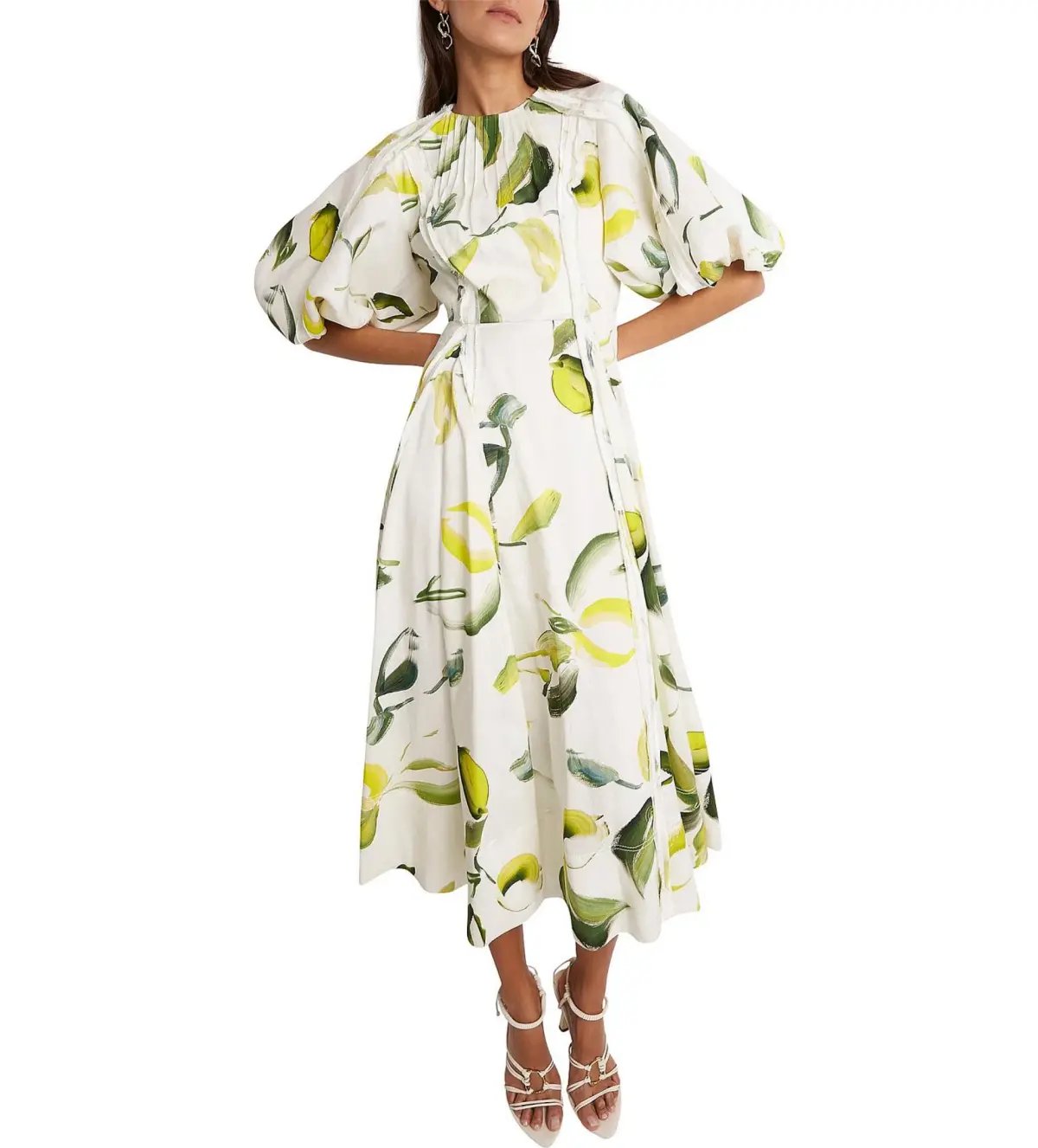 Aje Zest Midi Dress Tropical Lime Print Size AU 12 photo 2