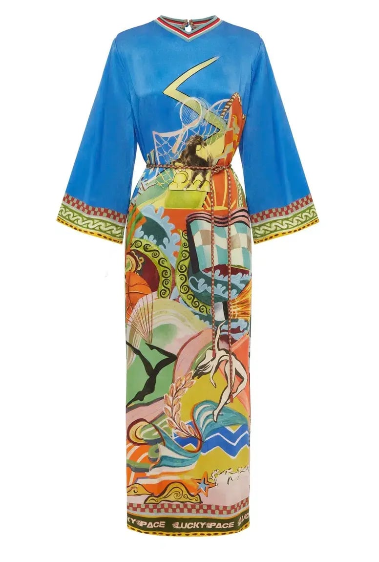 Alemais Lucky Pace Silk Midi Dress Print Size 16 photo 6