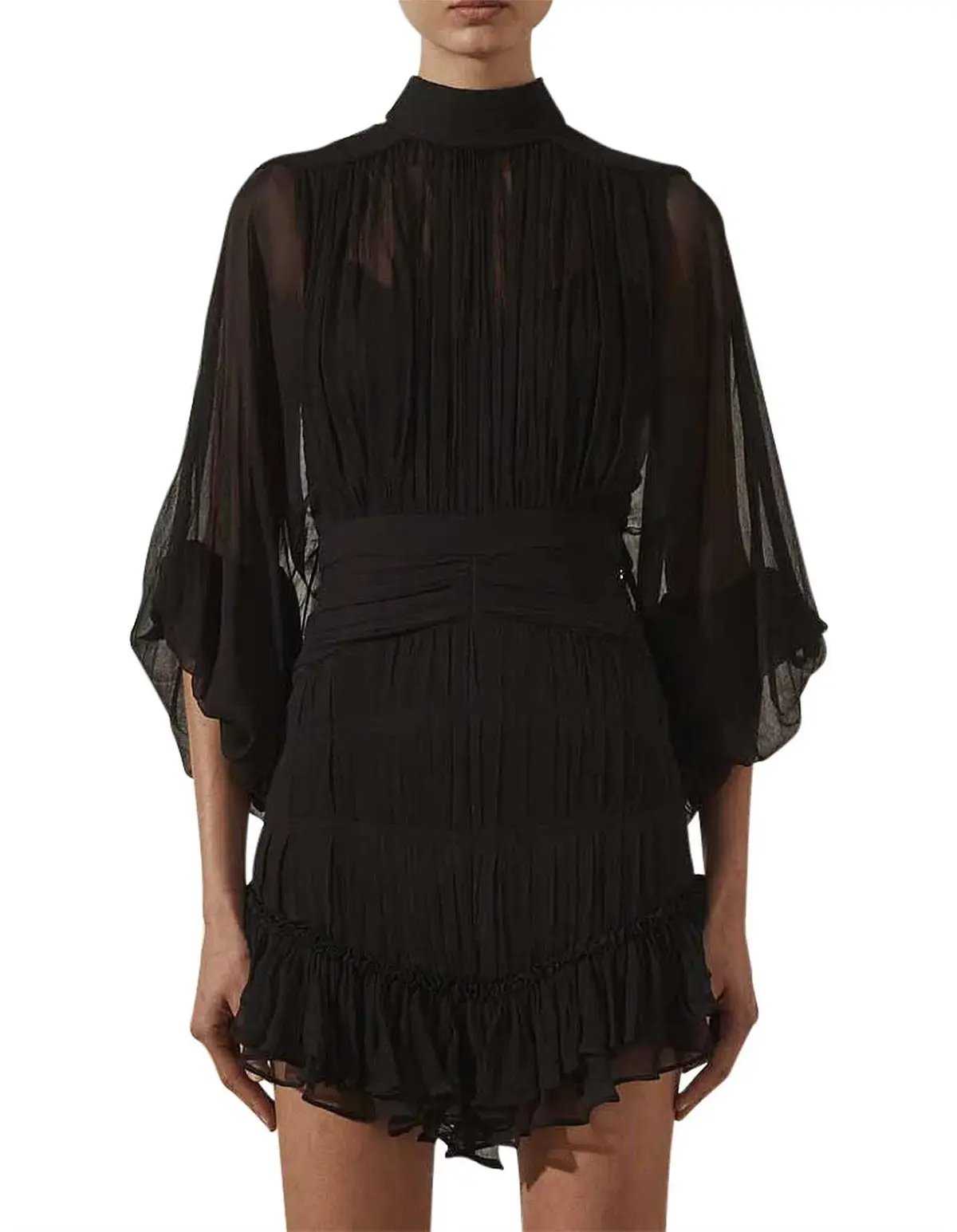 Shona Joy Clemence Long Sleeve Mini Dress Black Size 6 photo 4