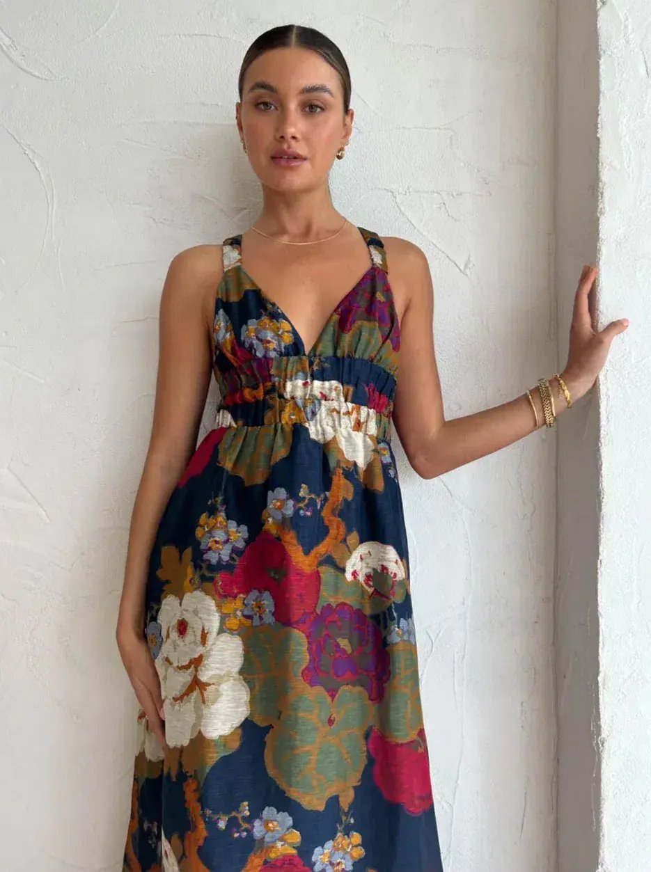 SIR THE LABEL BONITA V NECK GOWN FLORAL SIZE 1/AU 8 photo 4