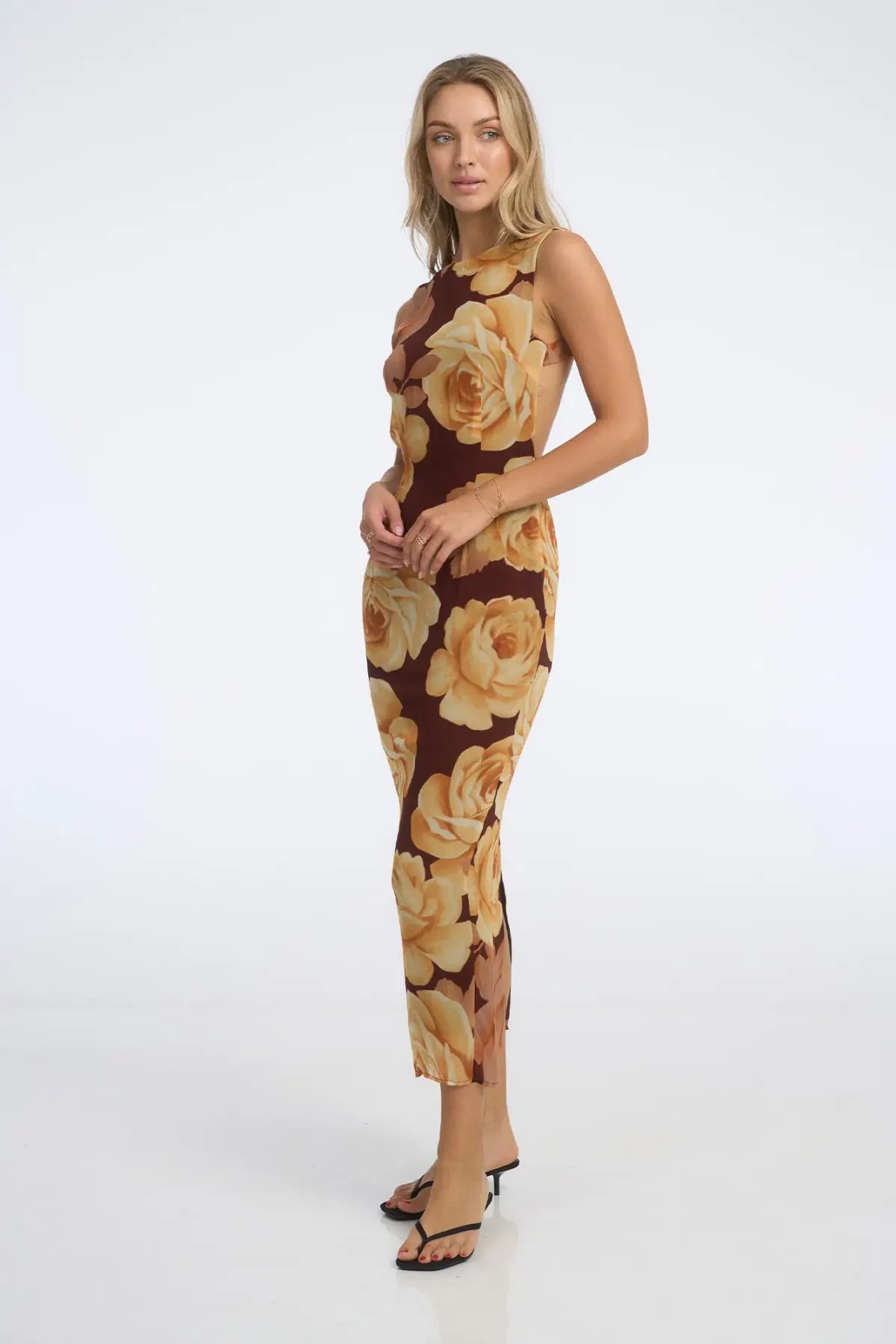 Isabelle Quinn Audrey Midi Dress Maple Floral Size 12 photo 3
