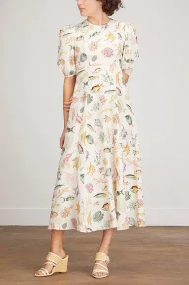 Alemais Wanda Linen Midi Dress Fish Underwater Size 10 photo 3