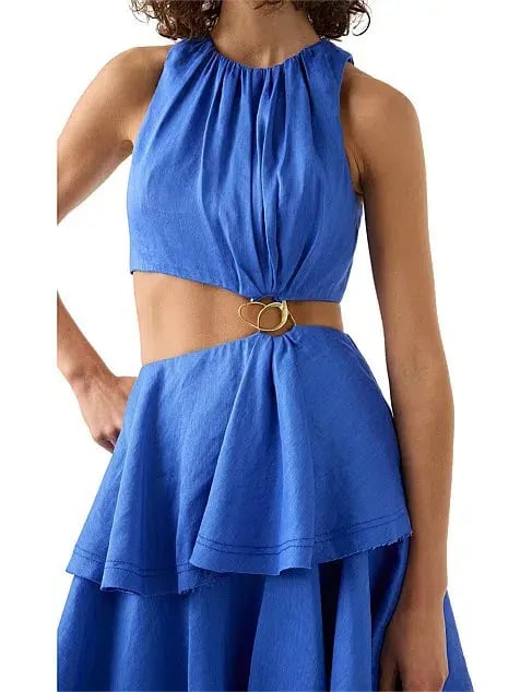 Aje Wave Cut Out Ring Midi Dress Blue Size 8 / S photo 4