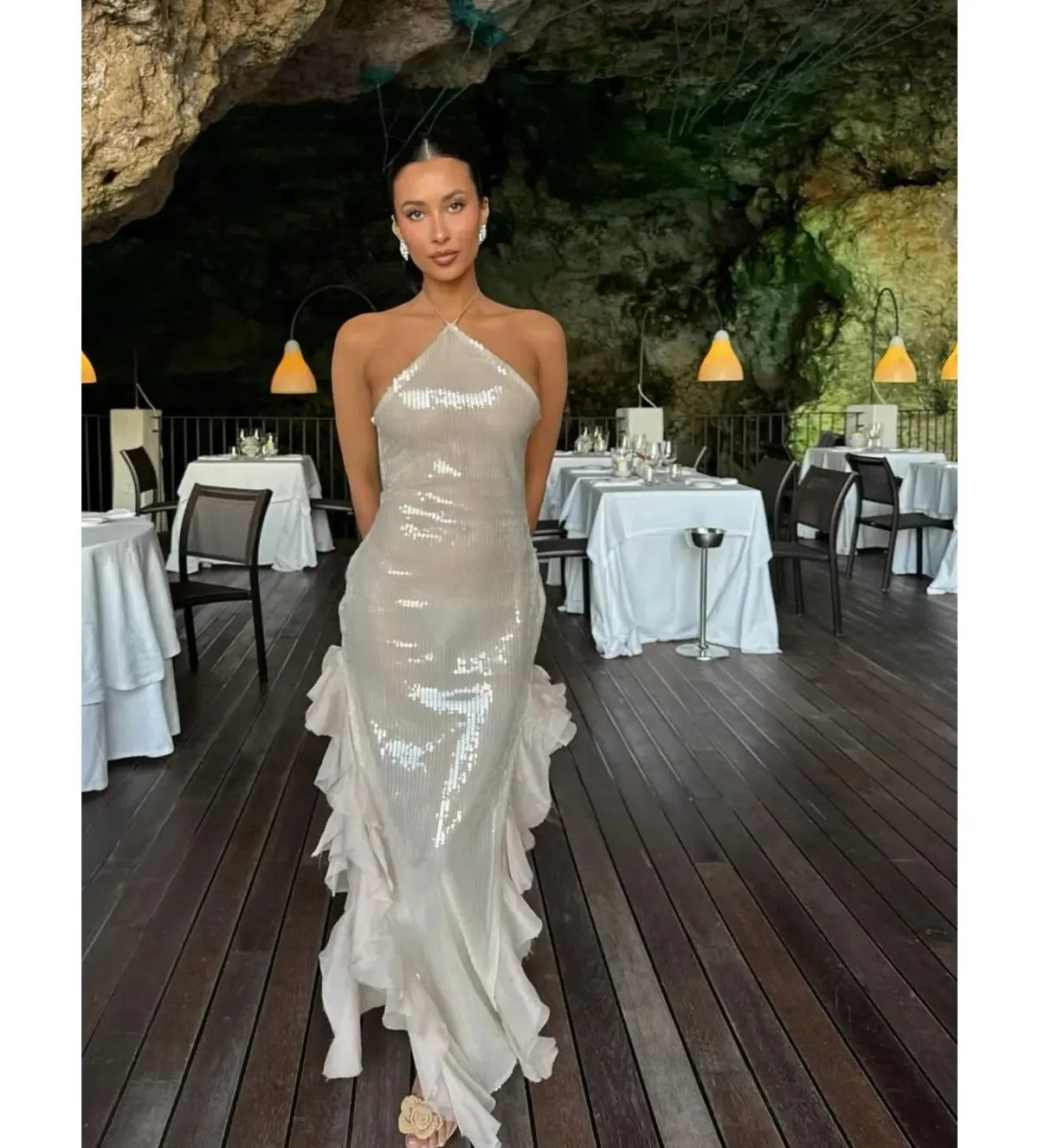 Ooh the Label Saturn Gown Silver Size 8 photo 3