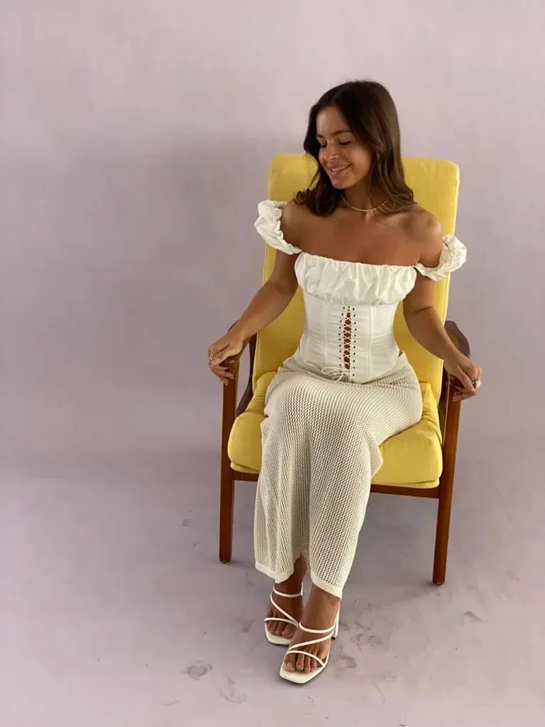 MISHA Aska Top White Size 6/XS photo 8
