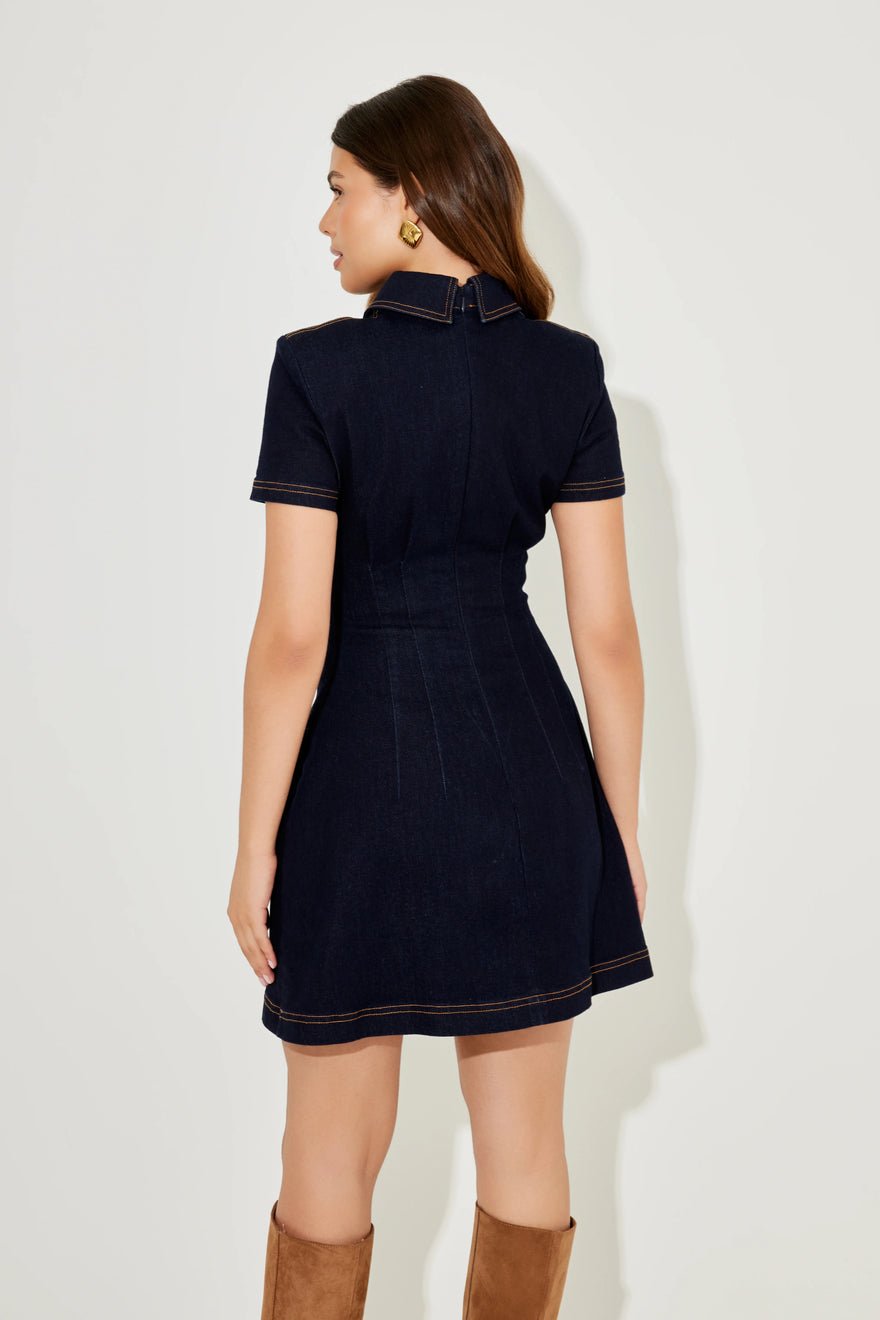 Odd Muse The Ultimate Muse Denim Collared Mini Dress - Blue photo 4