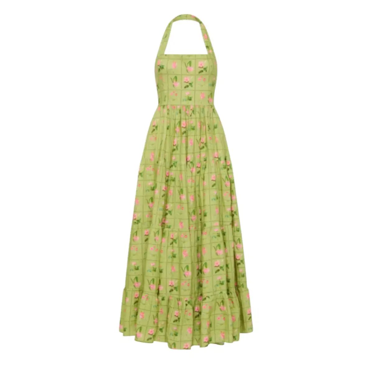 PALM NOOSA Willow Linen Midi Dress Green Floral Tile Size AU 14 photo 7