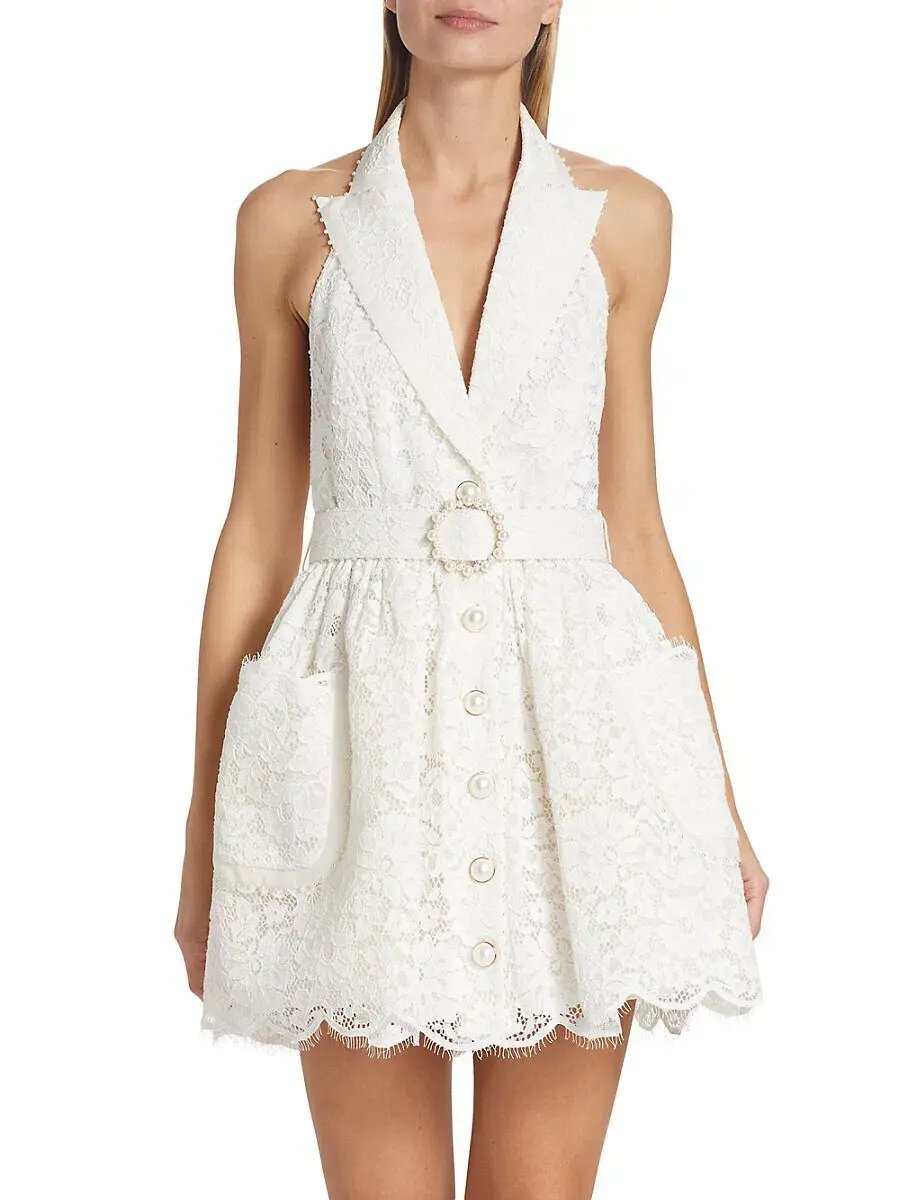 Zimmermann High Tide Tuxedo Mini Dress White Size 1 / AU 10 photo 3