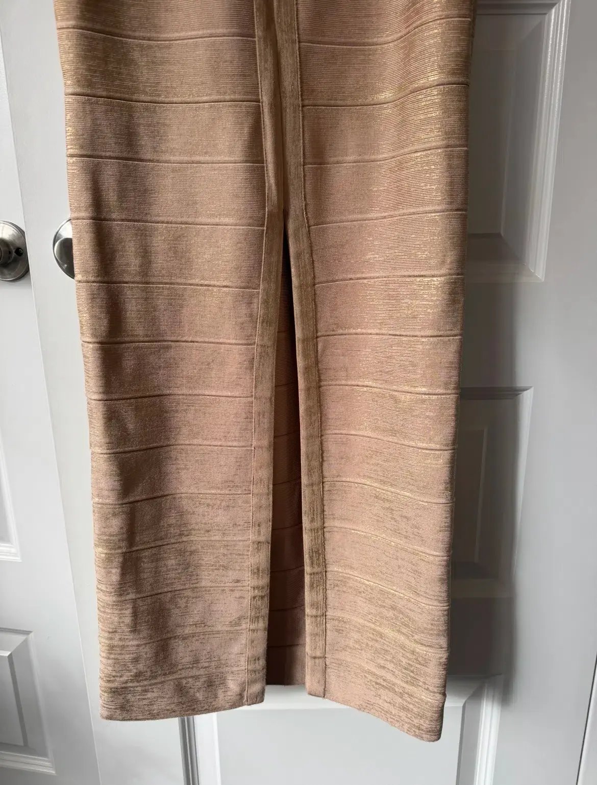 Herve Leger Sweetheart Banded Foil Gown Gold in Size XS/ AU 6 photo 4