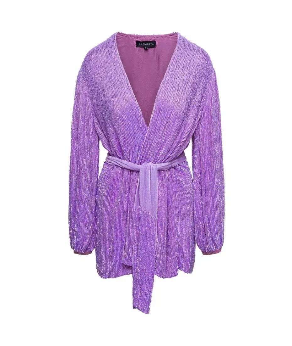 Retrofete Gabrielle Robe Violet Sequin Size 10 photo 3