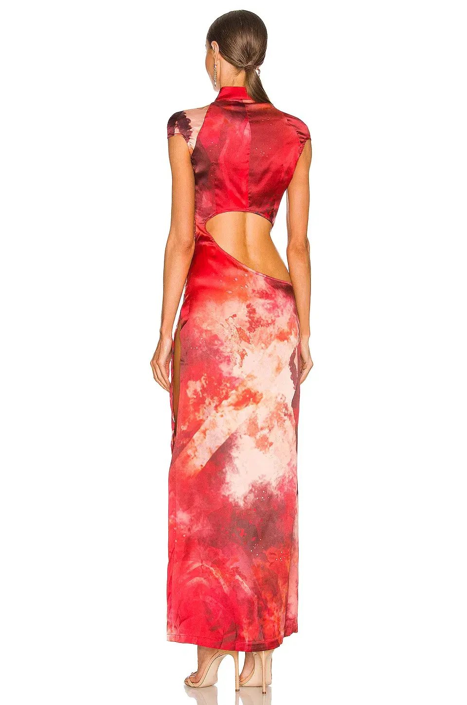Kim Shui Cut Out Qi Pao Gown Red Rose Size 8 photo 2
