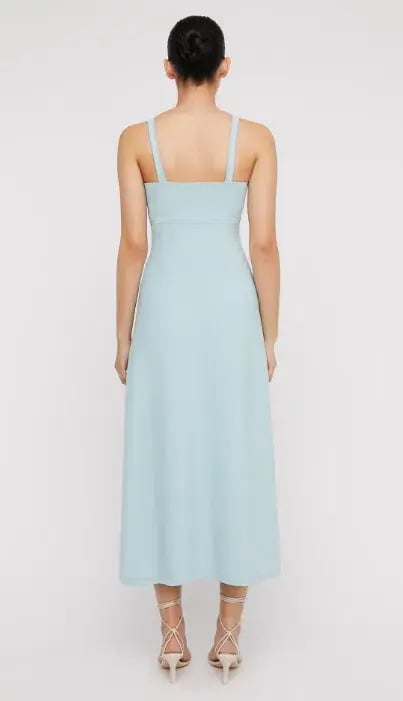 Scanlan Theodore Crepe Knit Square Neck Midi Dress Aqua Size M / AU 10 photo 2