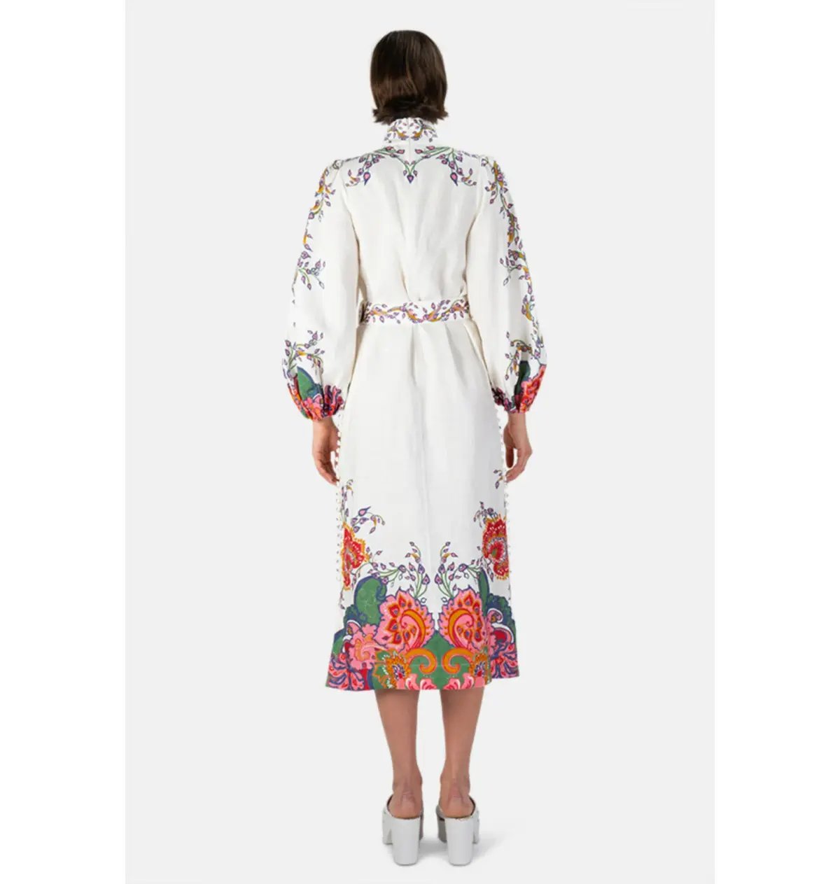 Zimmerman The Lovestruck Buttoned Midi Dress in Natural Paisley Floral Size 0 / AU 8 photo 2