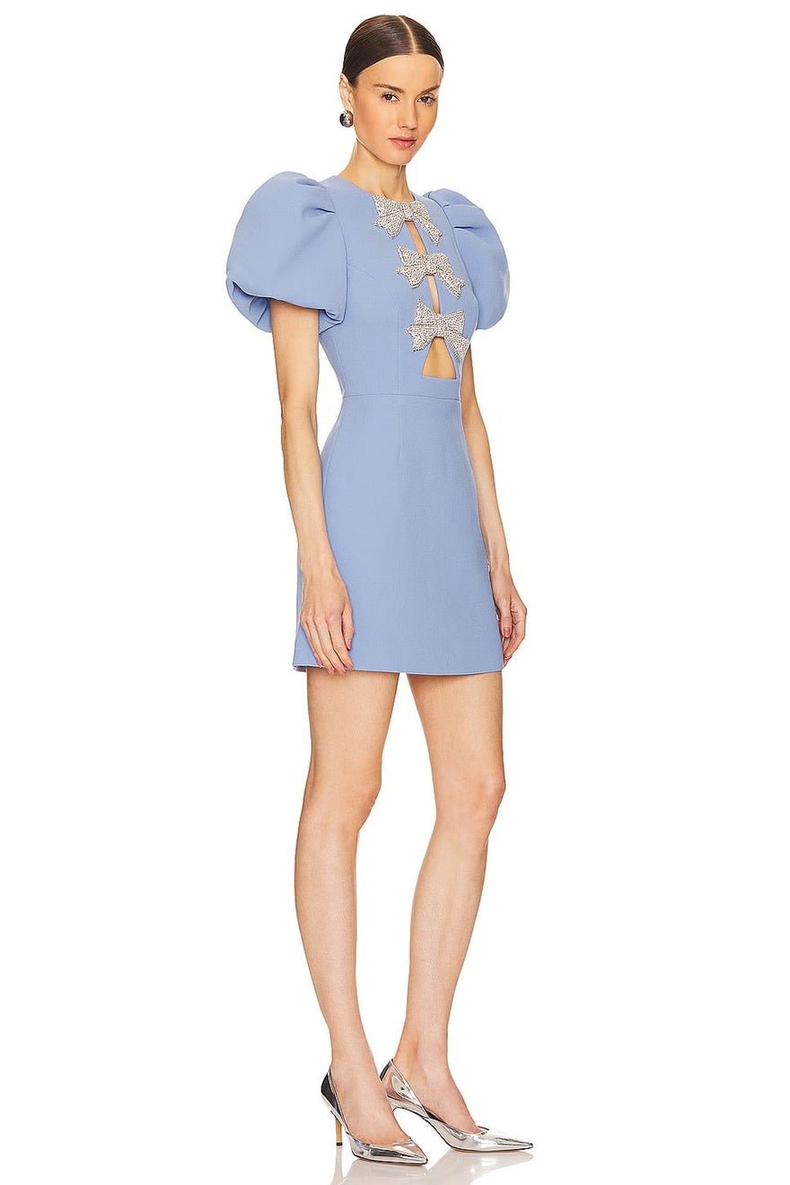 Rebecca Vallance Juliana Puff Sleeve Mini Dress in Blue photo 3