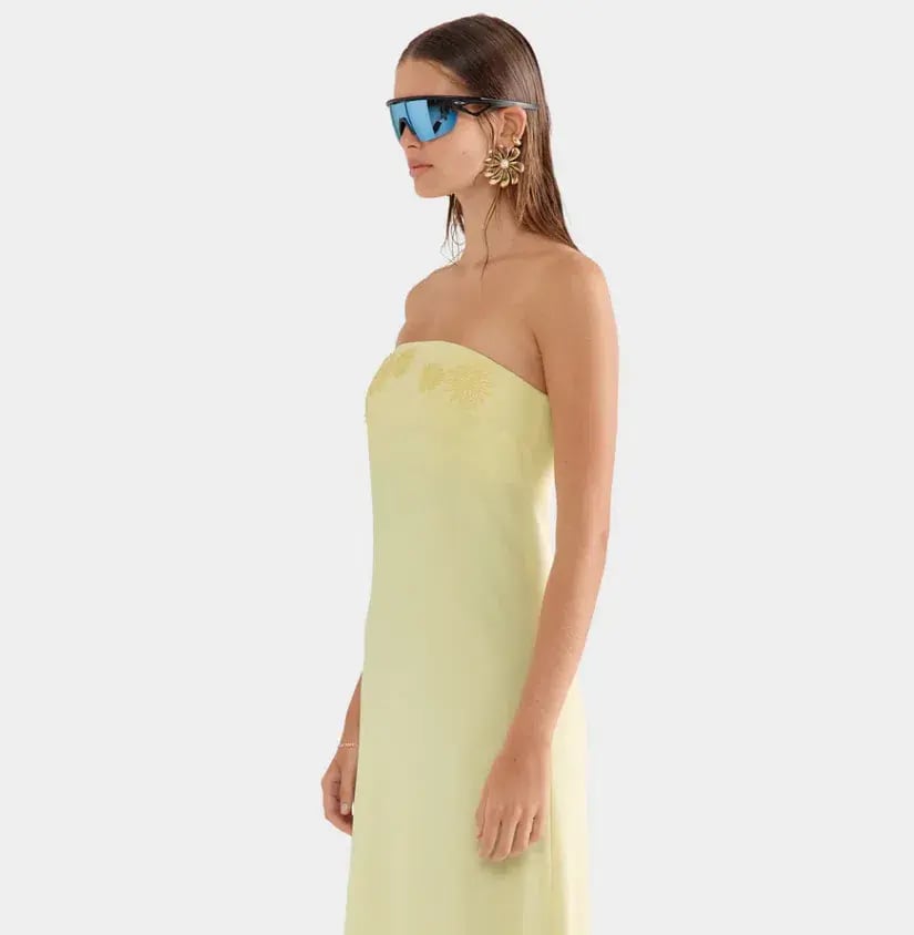 Venroy Beaded Strapless Maxi Dress Yellow Size XS / AU Size 6 photo 2