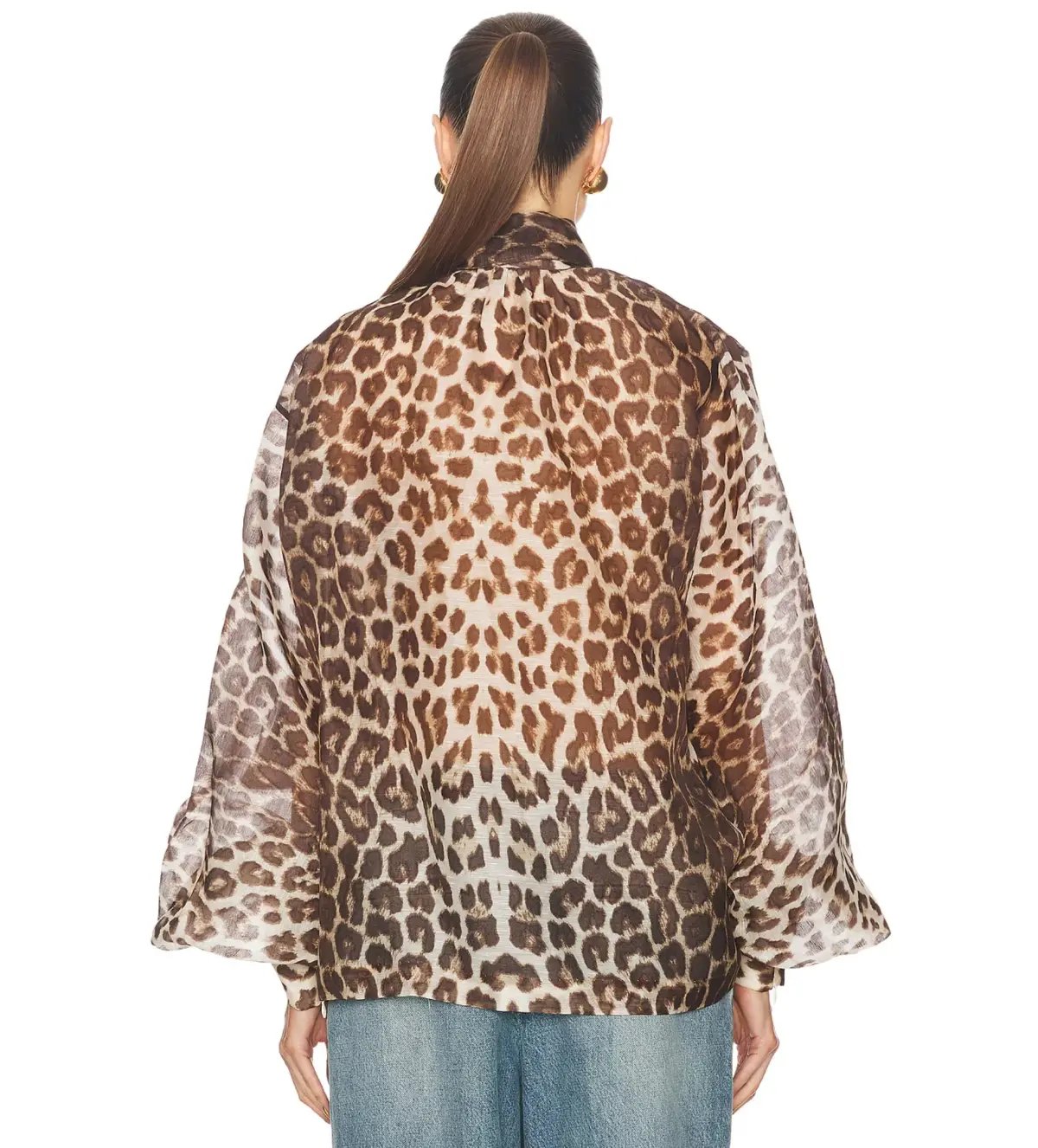Zimmermann The Illustration Billow Blouse in Chocolate Leopard  Size XS/Au 8 photo 2