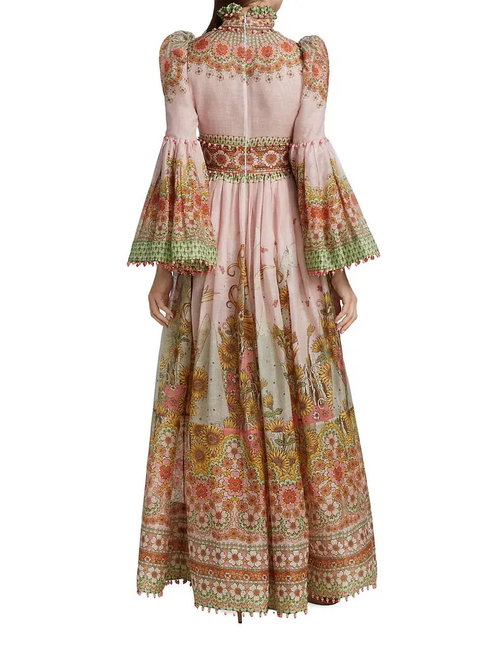 Zimmermann Kaleidoscope Kaleidoscope Bell-Sleeve Gown Leo Zodiac Print Size 0/Au 8 photo 2