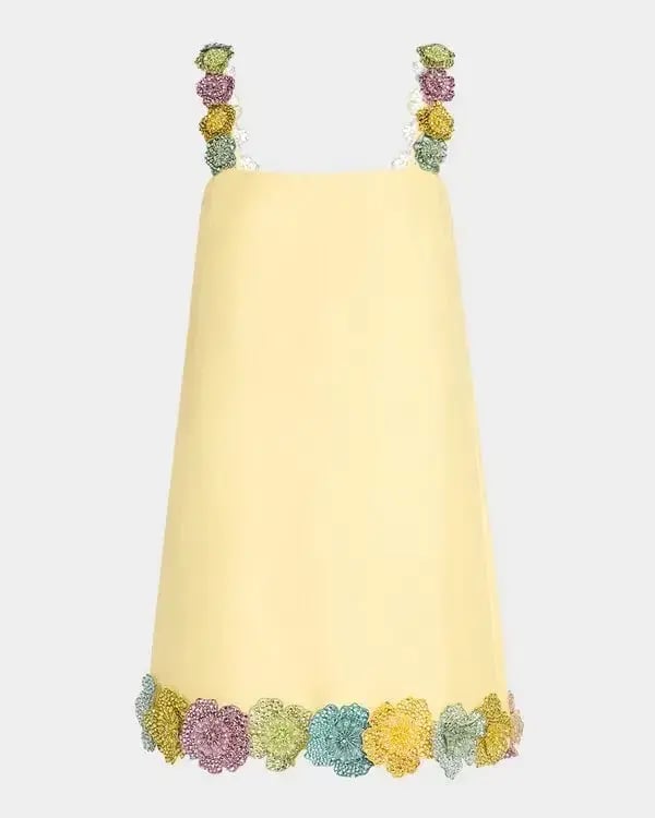 ALEMAIS Lolita Floral Beaded Mini Dress Yellow 10 AU photo 13