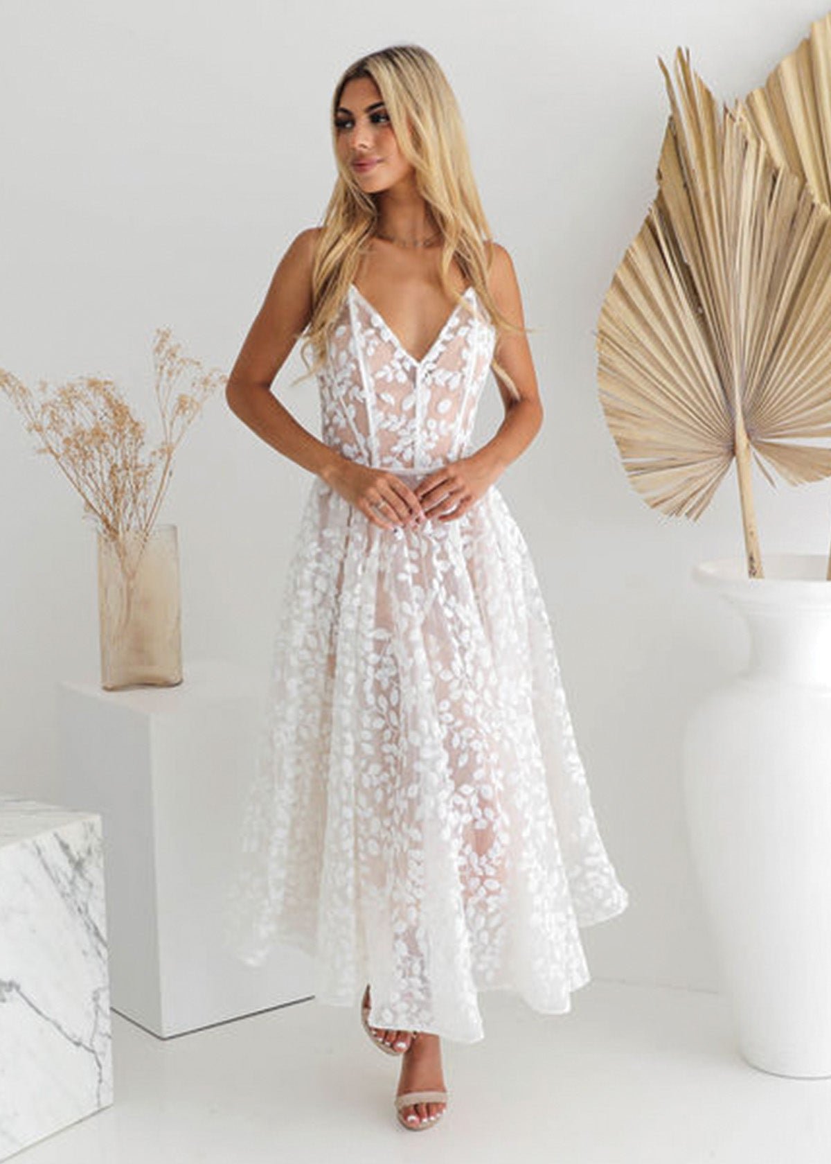 Isabella Gown in White/Nude (TK068) photo 3