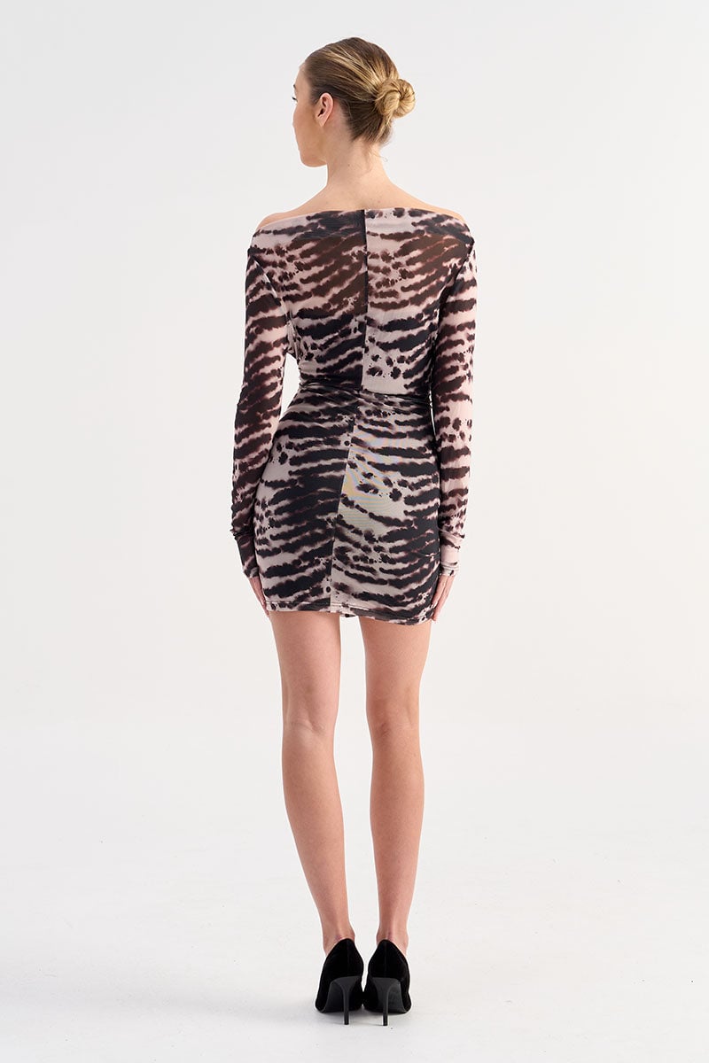 SUBOO ALEXIS LONG SLEEVE MINI DRESS - ANIMAL photo 3