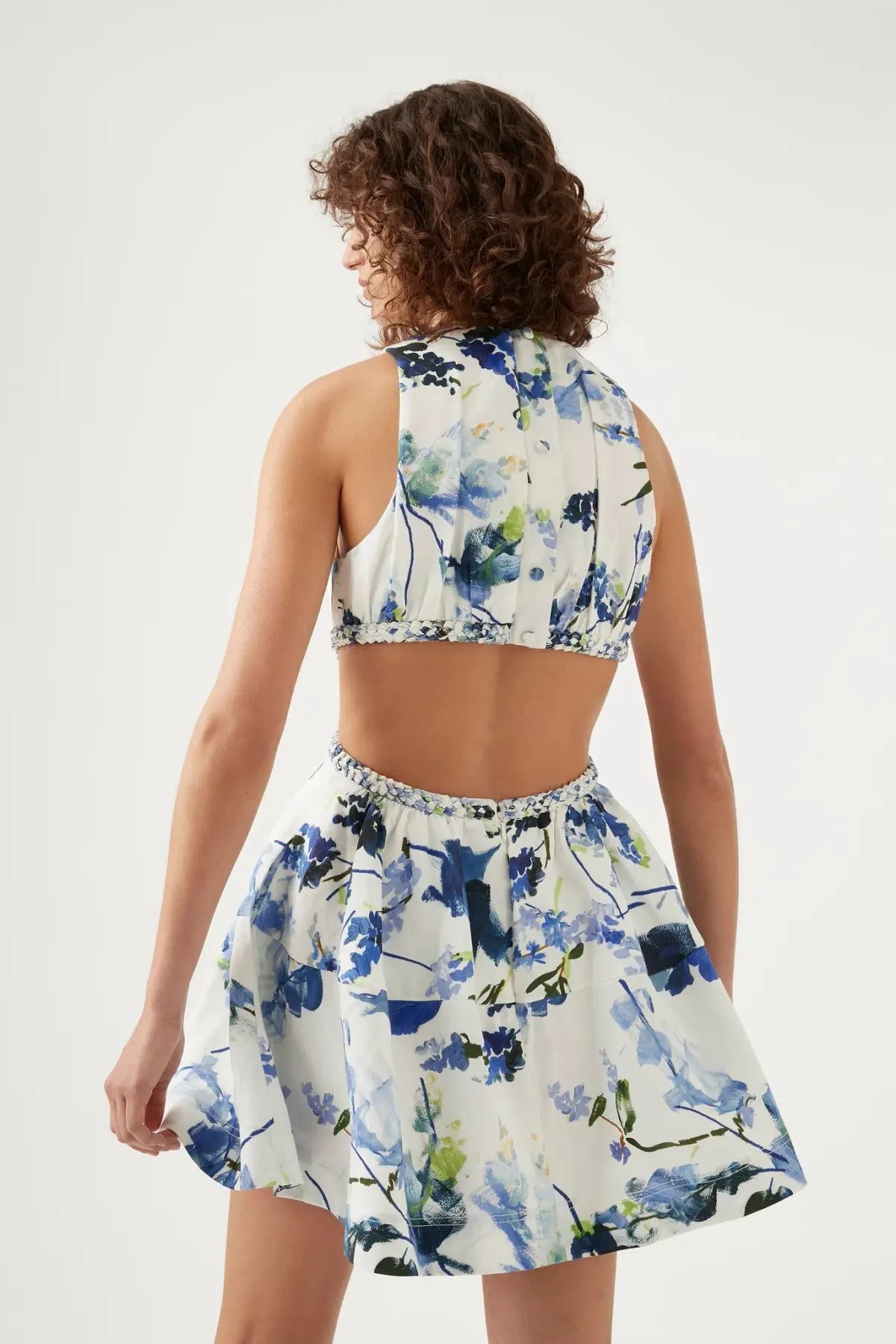 Aje Voyage Cut Out Mini Dress Floral Size 10 photo 3