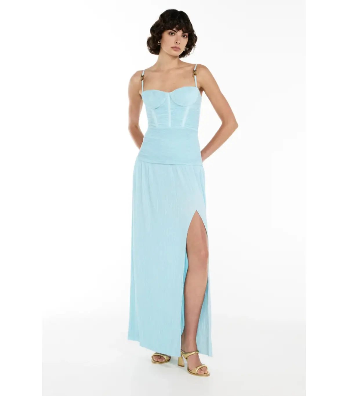 Manning Cartell Double Time Pleat Dress in Aqua Spritz Size AU 10 photo 3