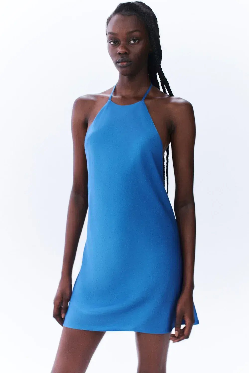 Shona Joy Oliviera Low Back Halter Neck Mini Dress Strong Blue Size 10 photo 5