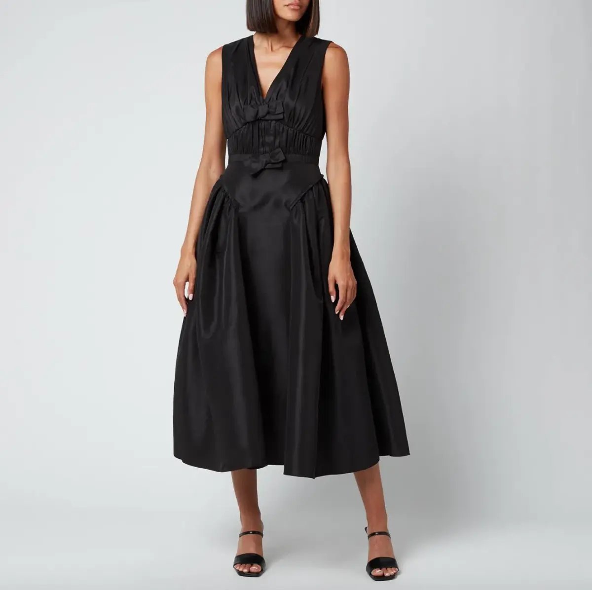 Self Portrait Bow-Detail V-Neck Dress Black Size AU 10 photo 2