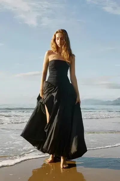 Aje Violette Bubble Hem Maxi Dress Black Size 8 photo 2