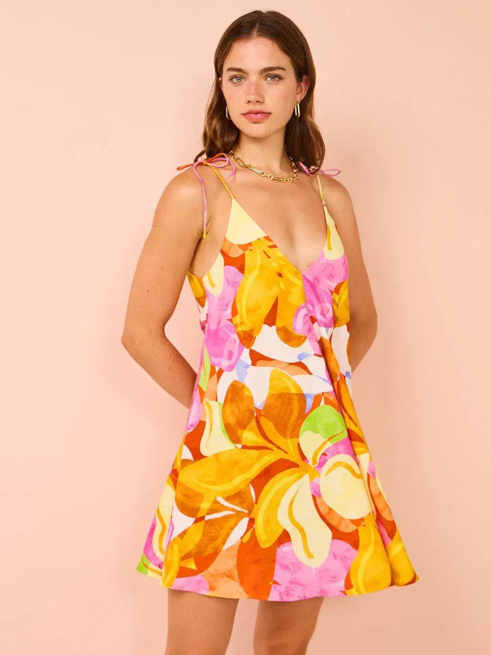 Kinney the Label Mara Mini Dress Multi Floral Size 8 photo 3