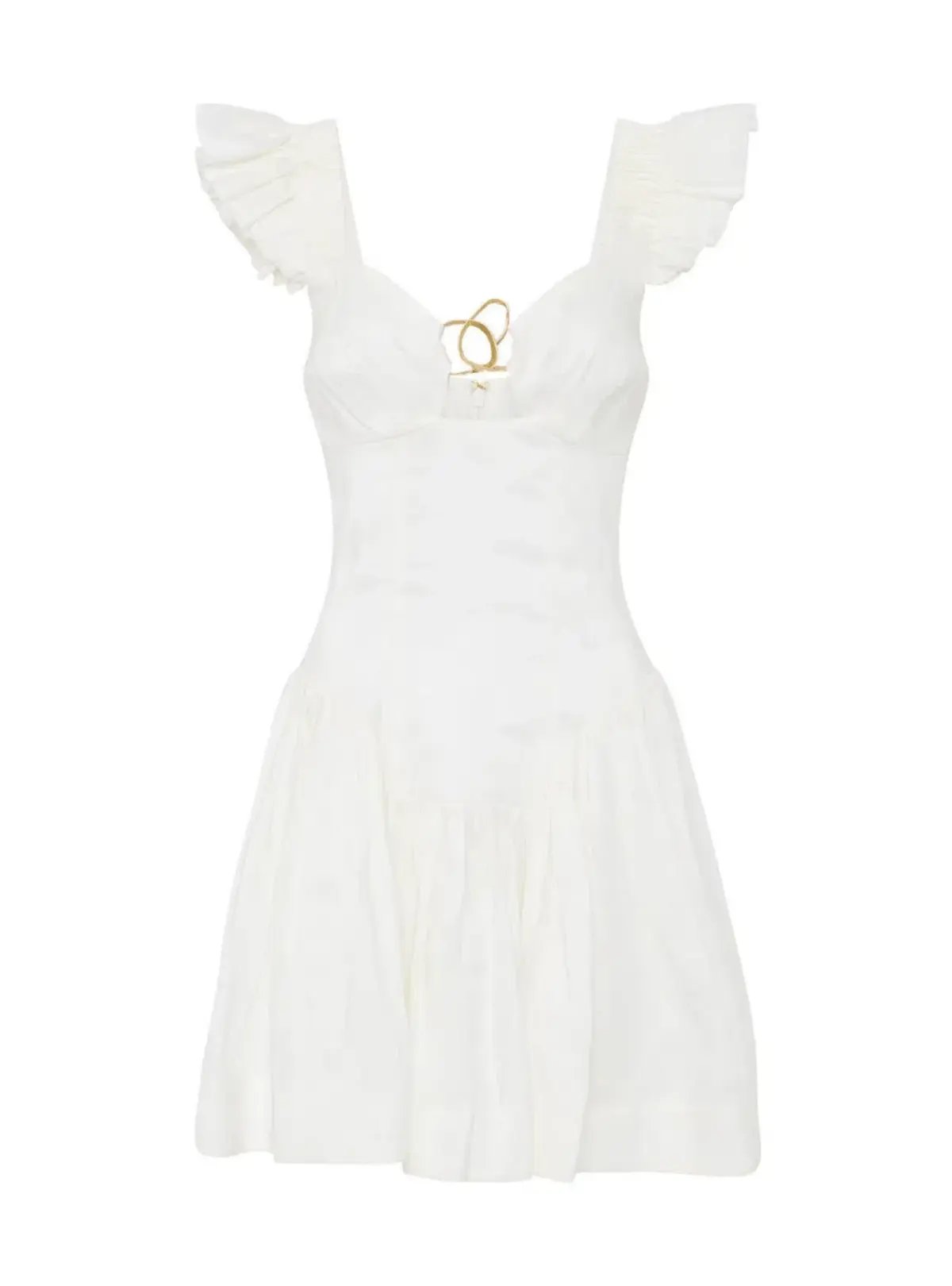 Aje Simone Frill Sleeve Dress Ivory Size AU 6 photo 4