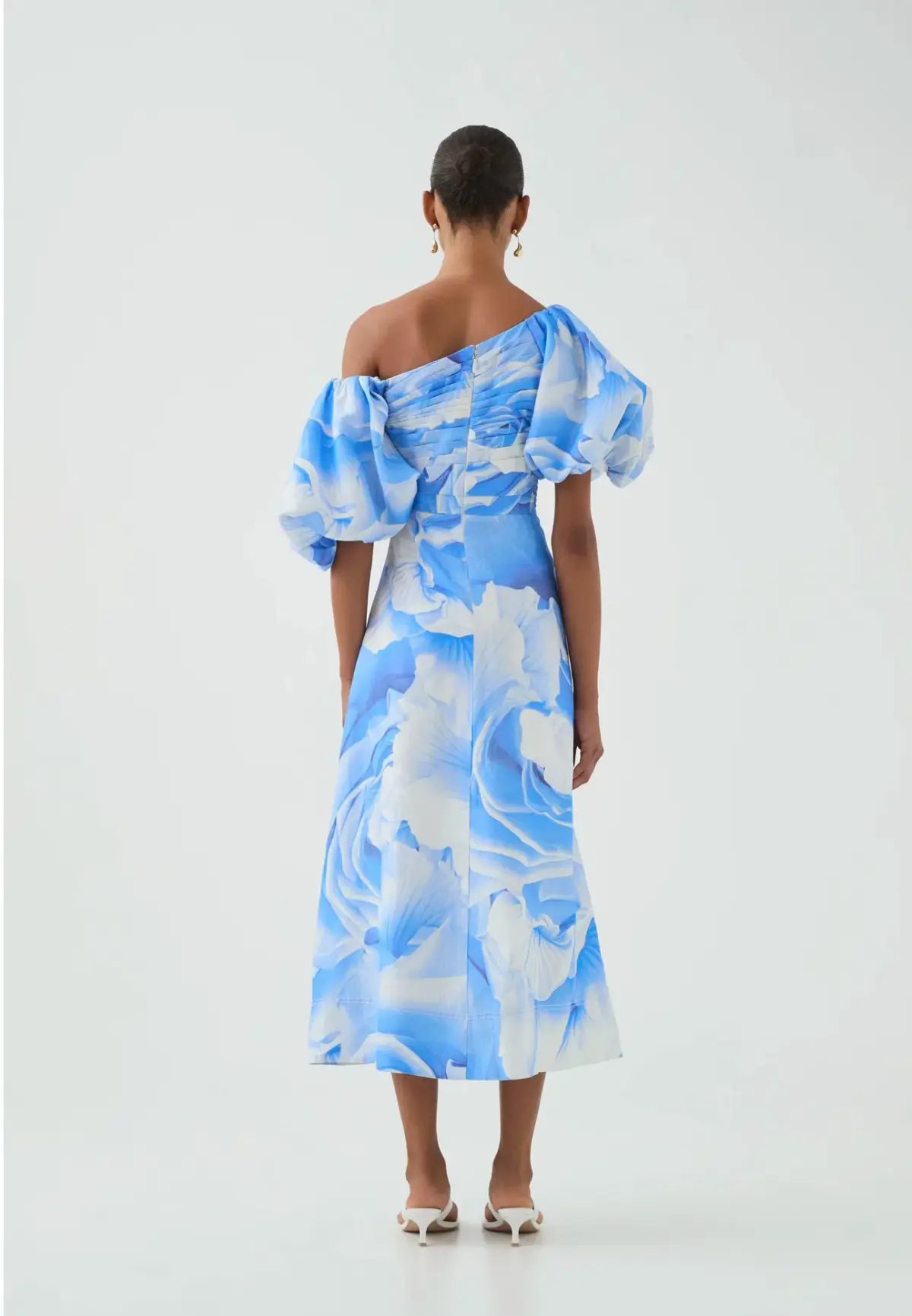 Aje Cadence Ruched Midi Dress Blue Size 12 photo 4