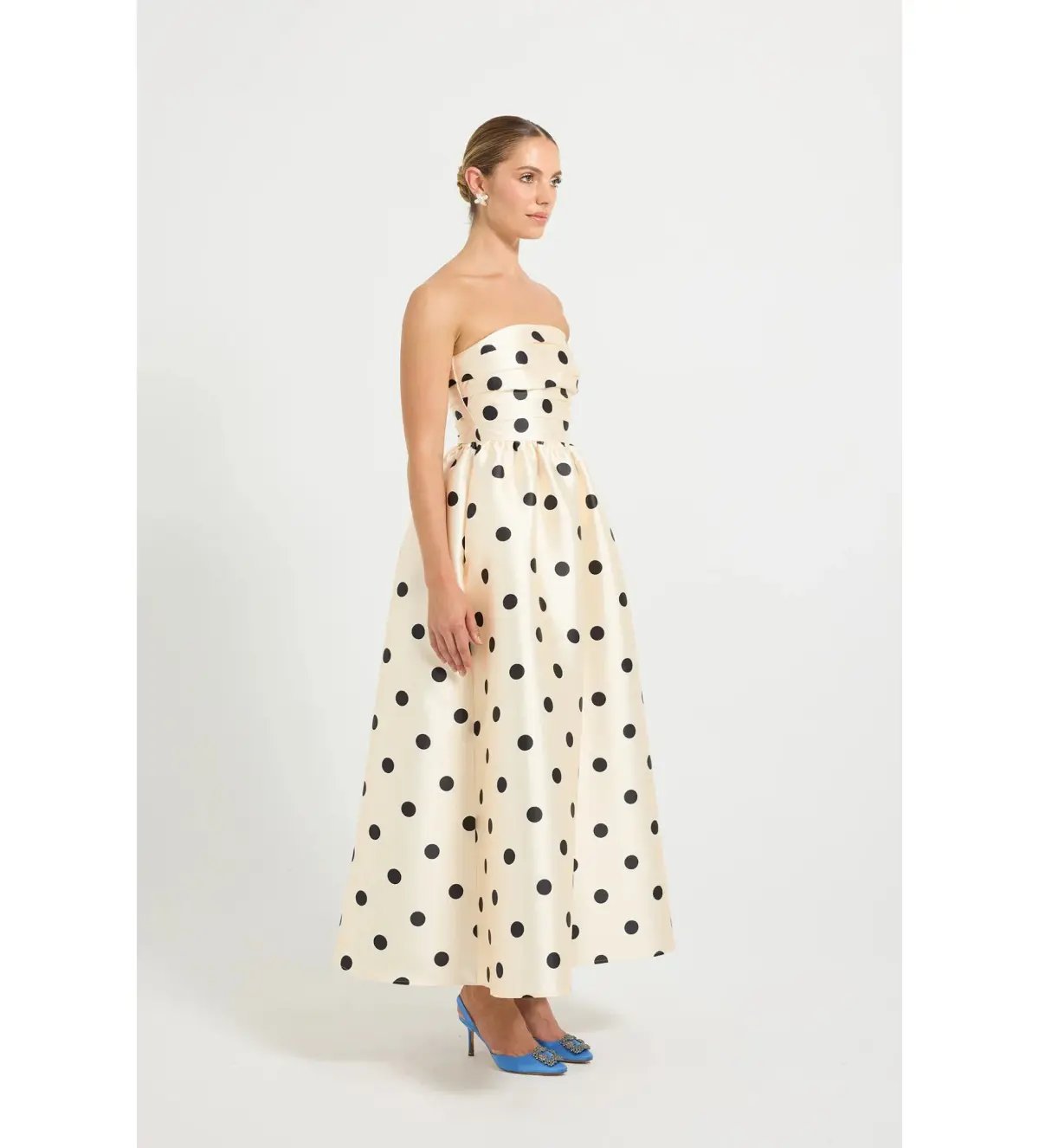 Pasduchas Dottie Strapless Midi Dress in Cream/Black Size AU 8 photo 2