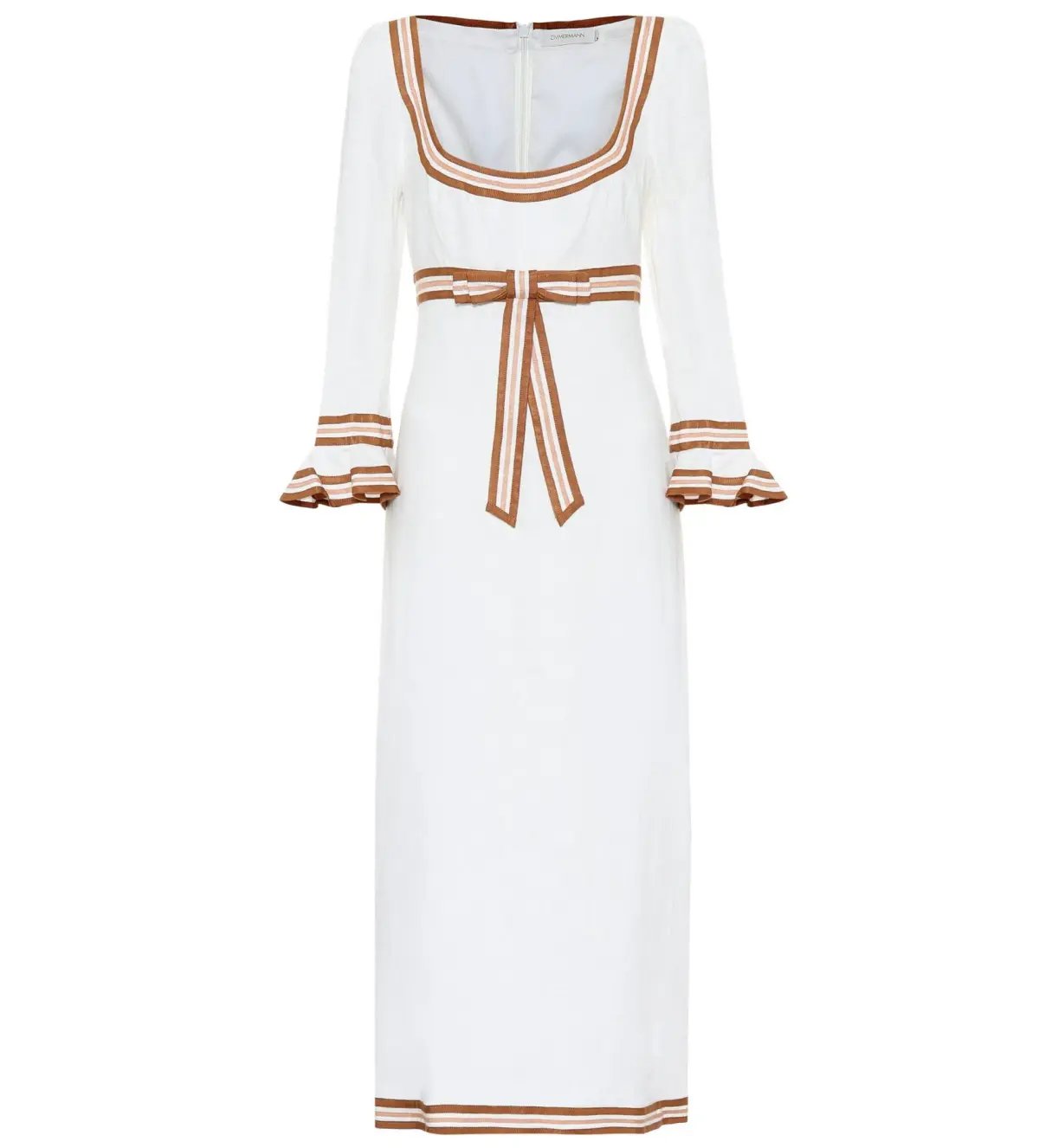 Zimmermann Super Eight Ribbon Midi Dress Ivory Size 1/Au 10 photo 3