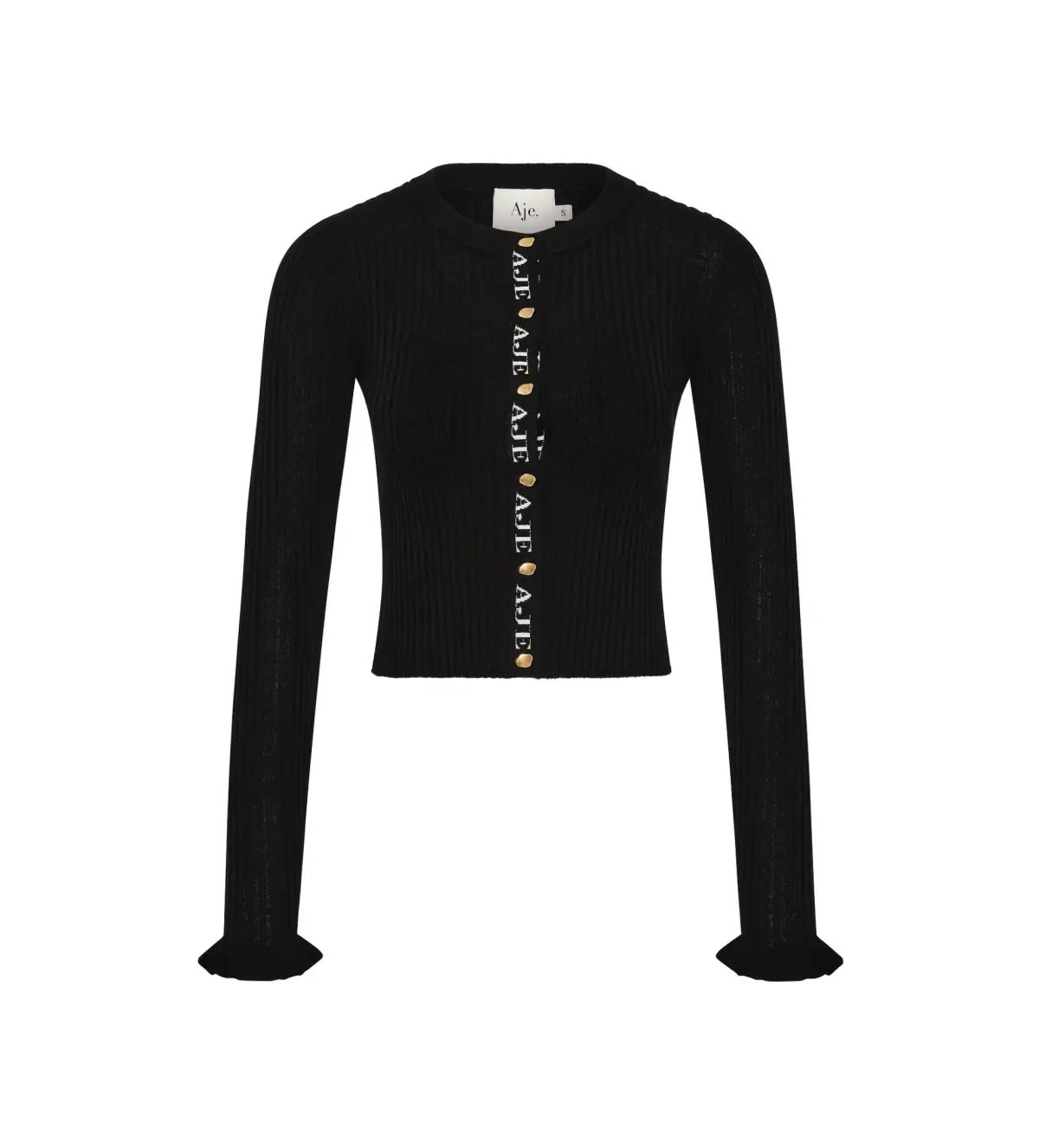 Aje Alchemy Knit Cardigan Black/Ivory Logo Size S/AU 8 photo 6
