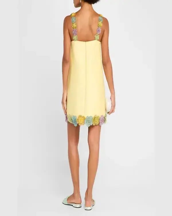 ALEMAIS Lolita Floral Beaded Mini Dress Yellow 10 AU photo 10