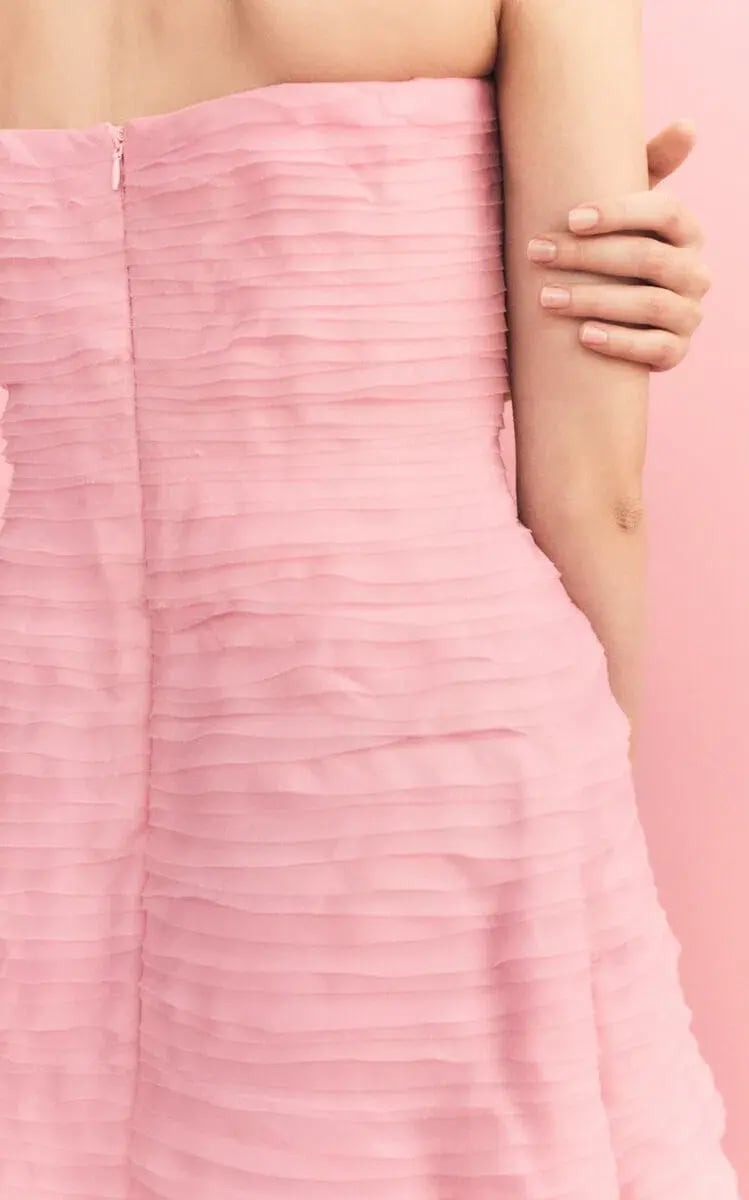 Aje Soundscape Strapless Ruffled Maxi Dress Pink Size 14 photo 5