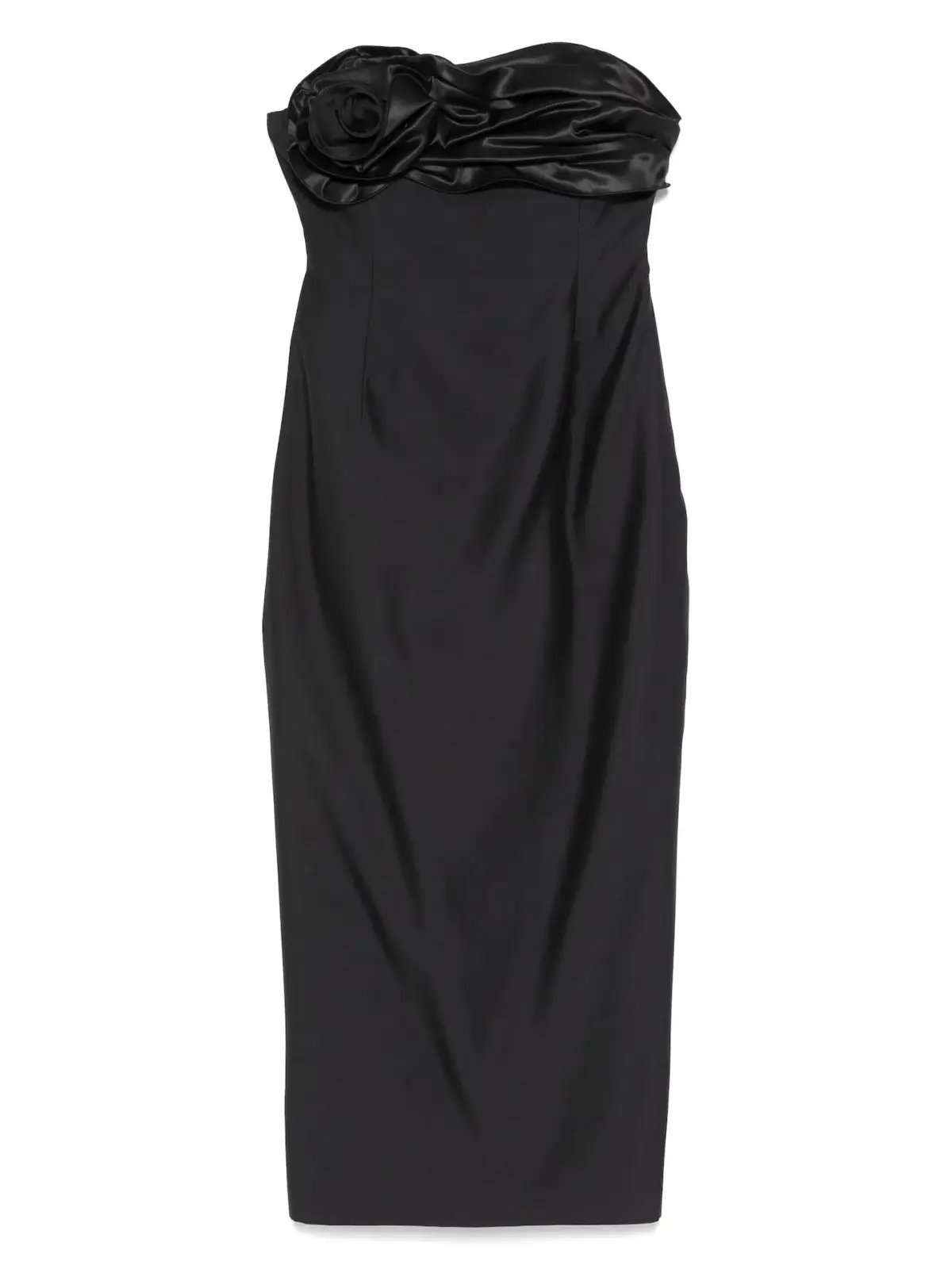 Magda Butrym Strapless Ruched Flower Midi Dress in Black Size 34 / AU 6 photo 3