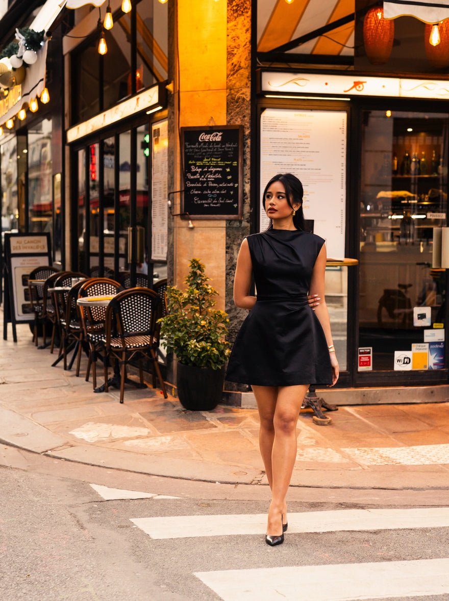 Odd Muse Satin Straight Neck Mini Dress photo 3