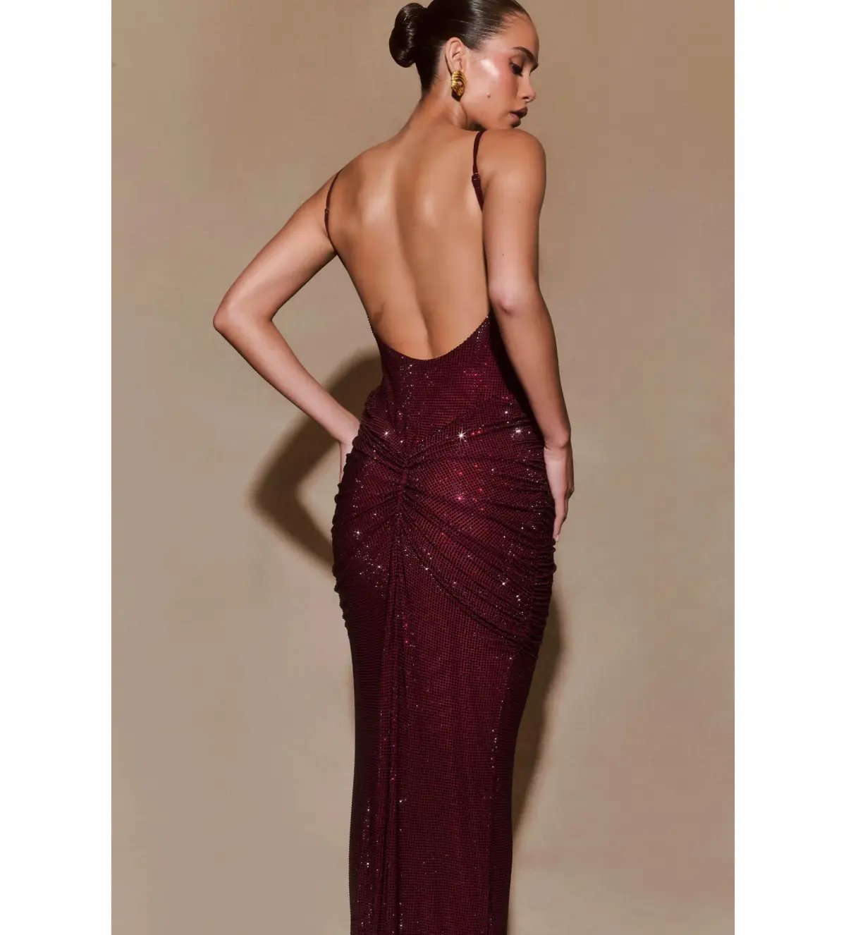 Meshki Roisin Diamante Satin Maxi Dress Mahogany AU 4 photo 5