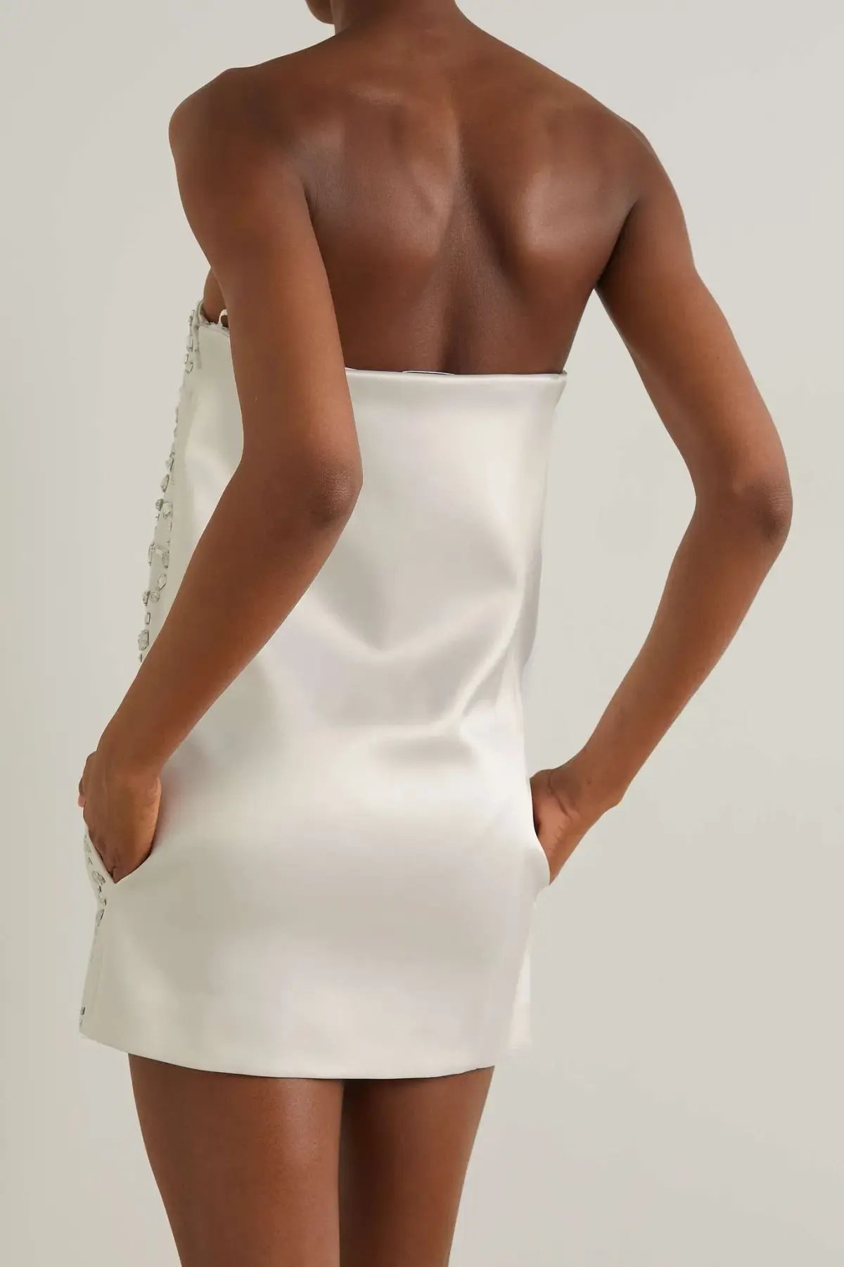 16Arlington Blaise Strapless Crystal Embellished Satin Mini Dress White Size 10 photo 2