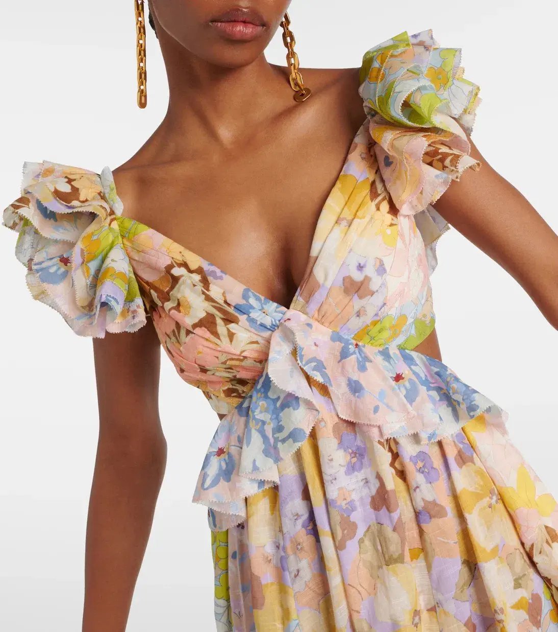 Zimmermann Pop Ruffle Floral Midi Dress Size 2 / AU 12 photo 4
