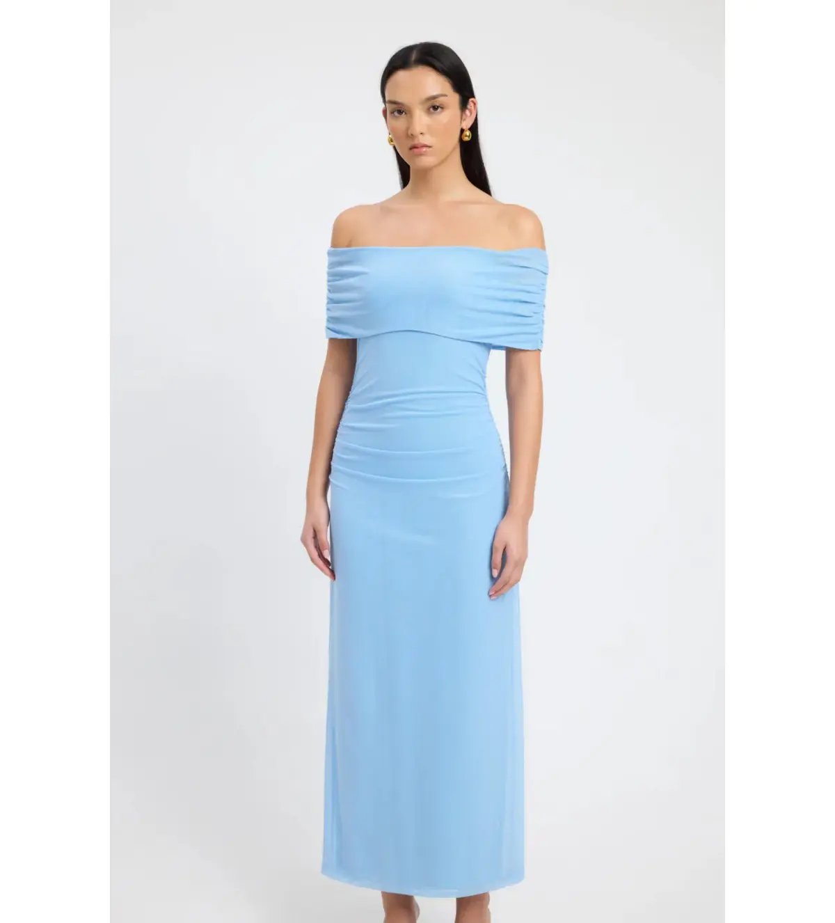 Kookai Bolt Off Shoulder Midi Dress Powder Blue Size AU 6 photo 3