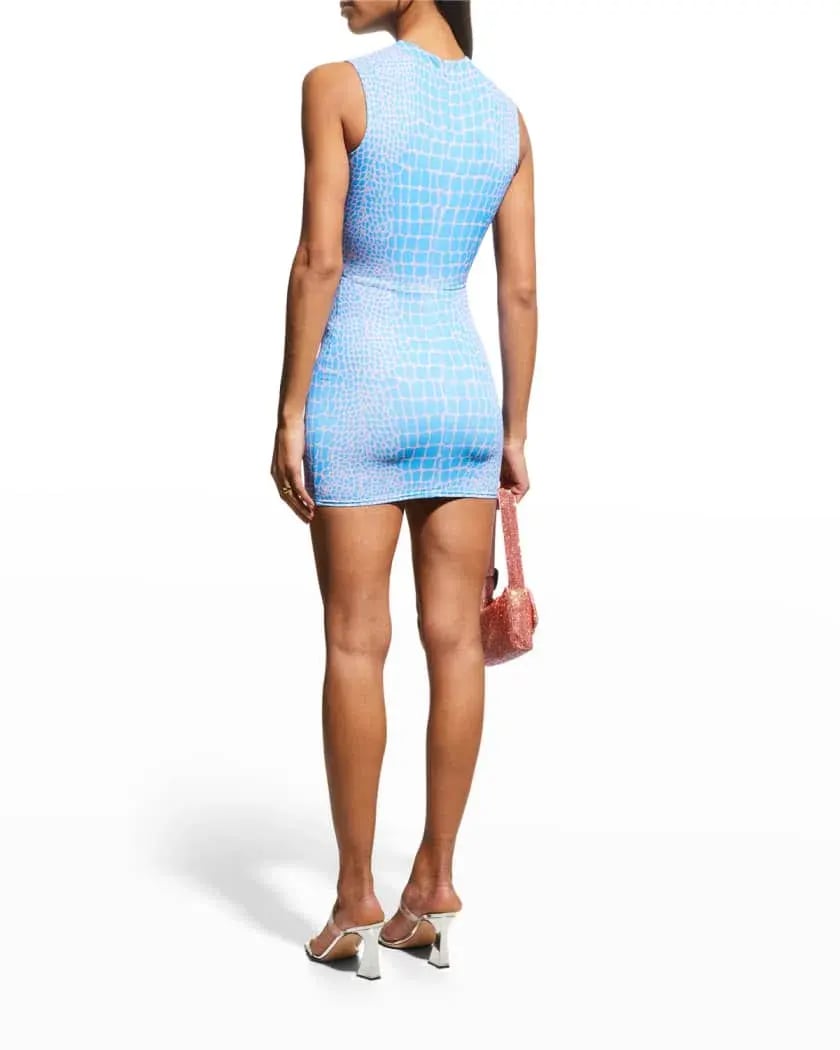 Alex Perry Dallon Blue Lilac Mini Dress Animal Print Size 10 photo 2