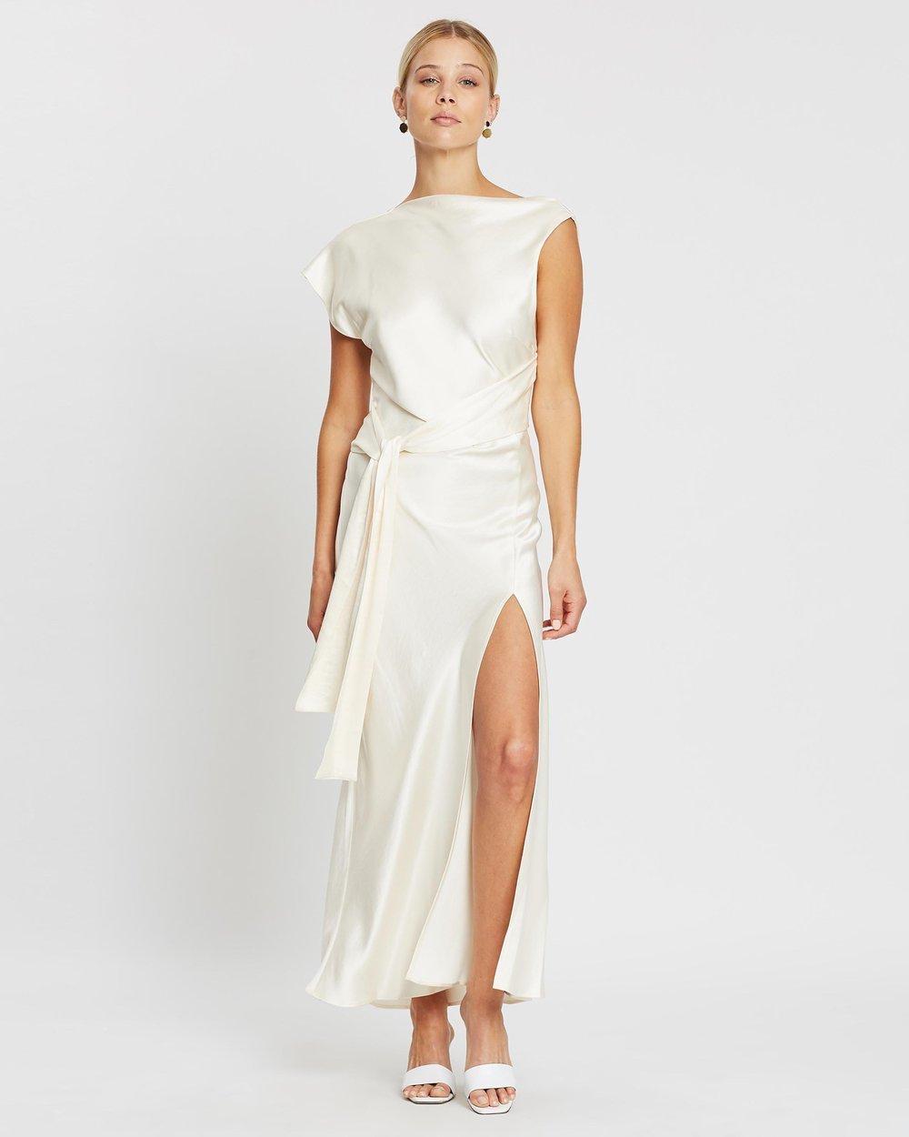 Bec & Bridge | Piper Asym Midi Dress in Ivory | Size 14 photo 4