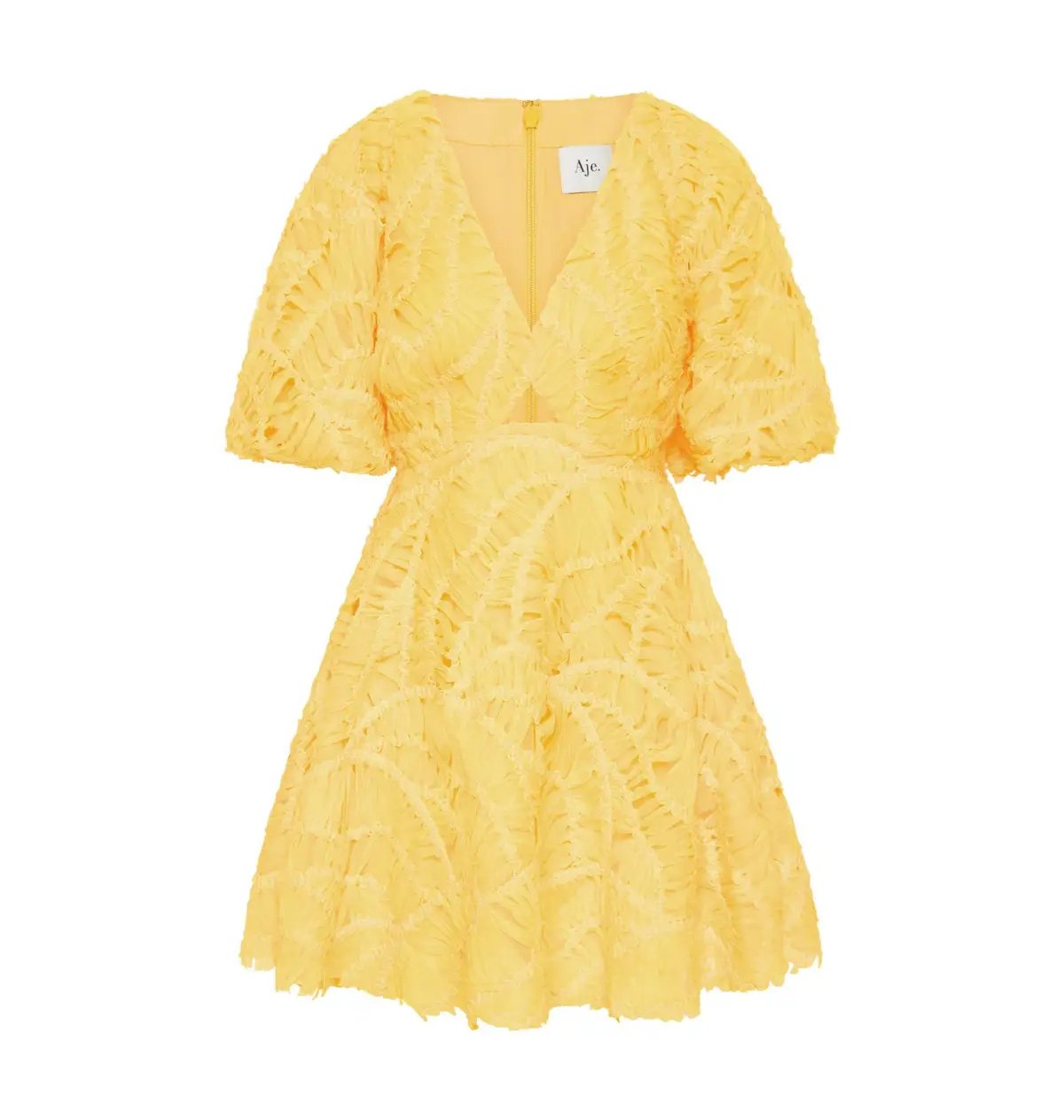 Aje Florential Mini Swing Dress Soft Yellow Size AU 8 photo 4